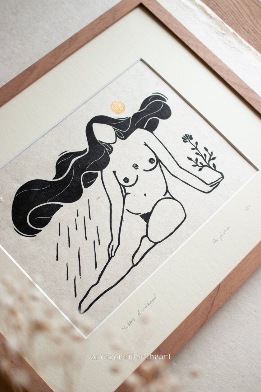 Goddess of Grace Linoldruck - art.from.ilkas.heart
