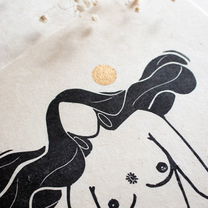 Goddess of Grace Linoldruck - art.from.ilkas.heart