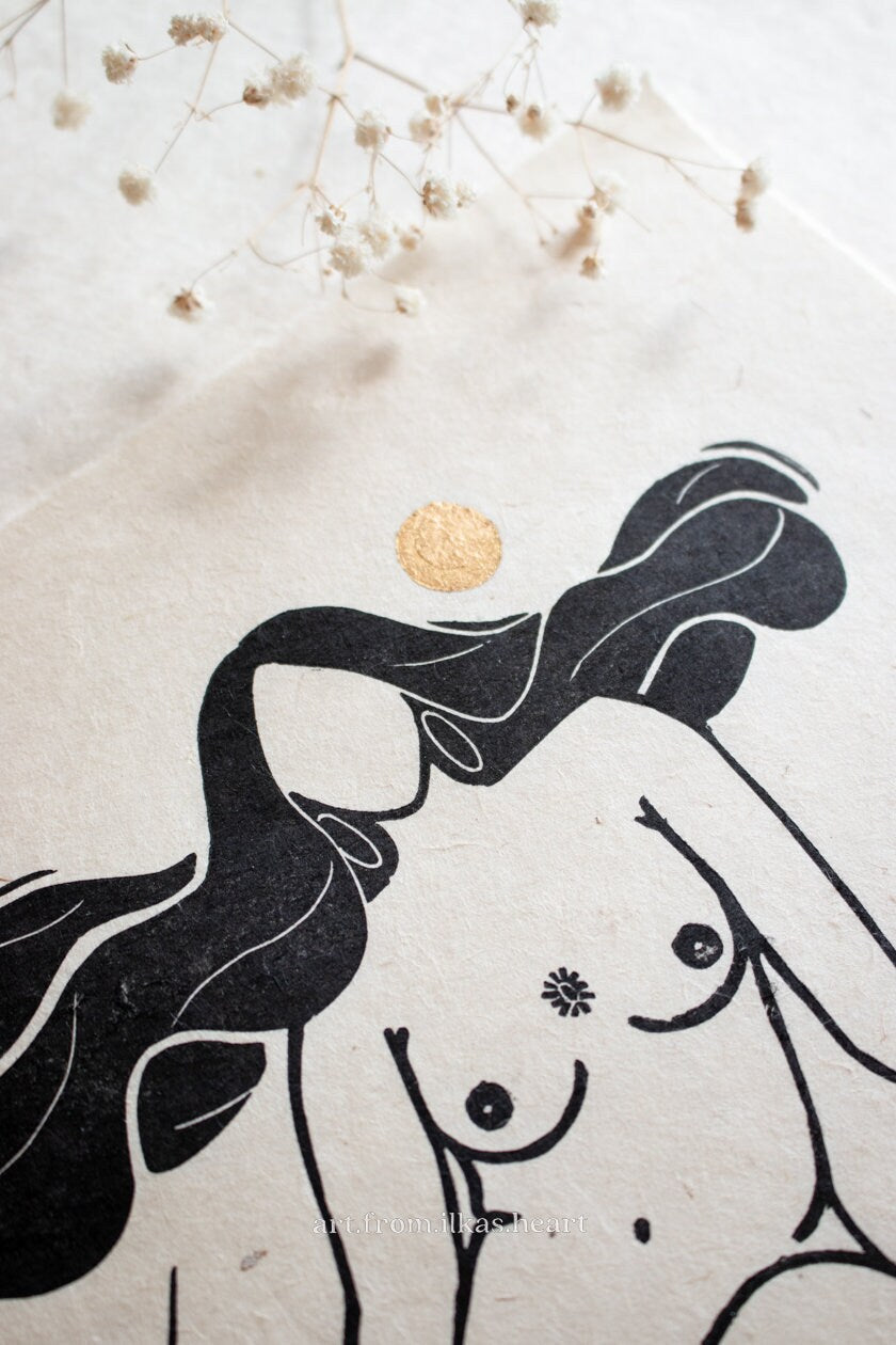 Goddess of Grace Linoldruck - art.from.ilkas.heart