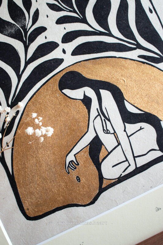 Goddess of healing seeds Linoldruck - art.from.ilkas.heart