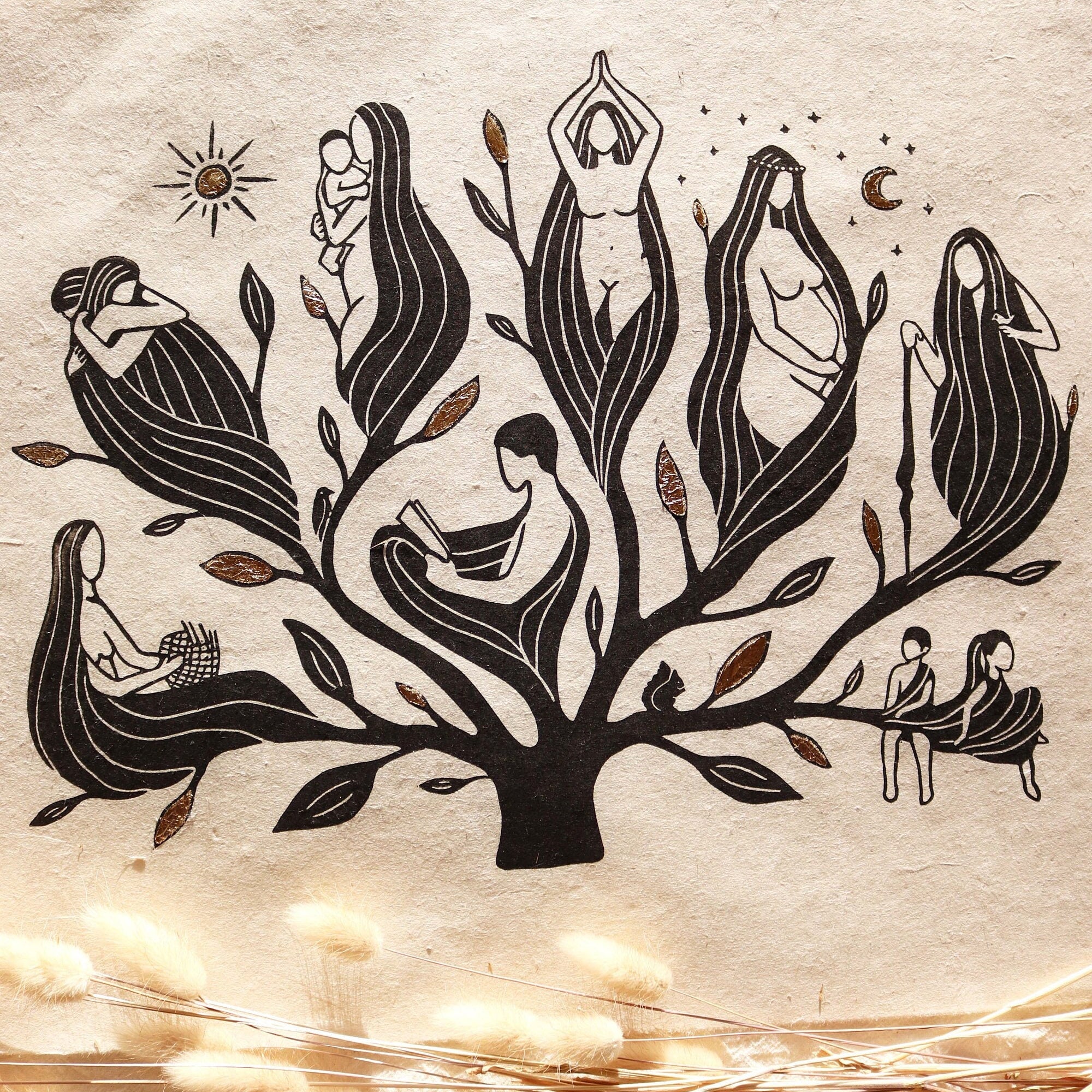 Haus Wabi Sabi Linoldruck - art.from.ilkas.heart