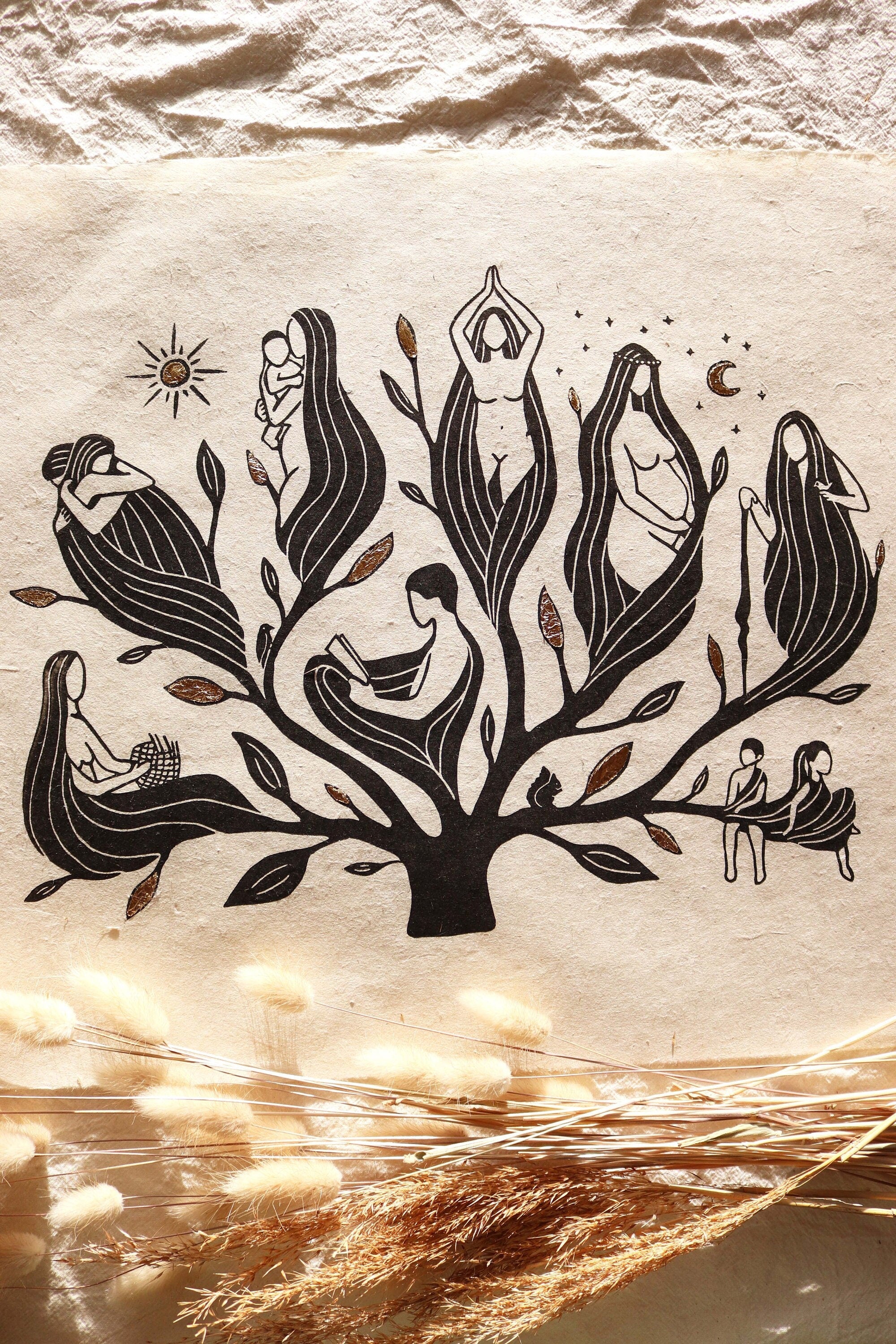 Haus Wabi Sabi Linoldruck - art.from.ilkas.heart