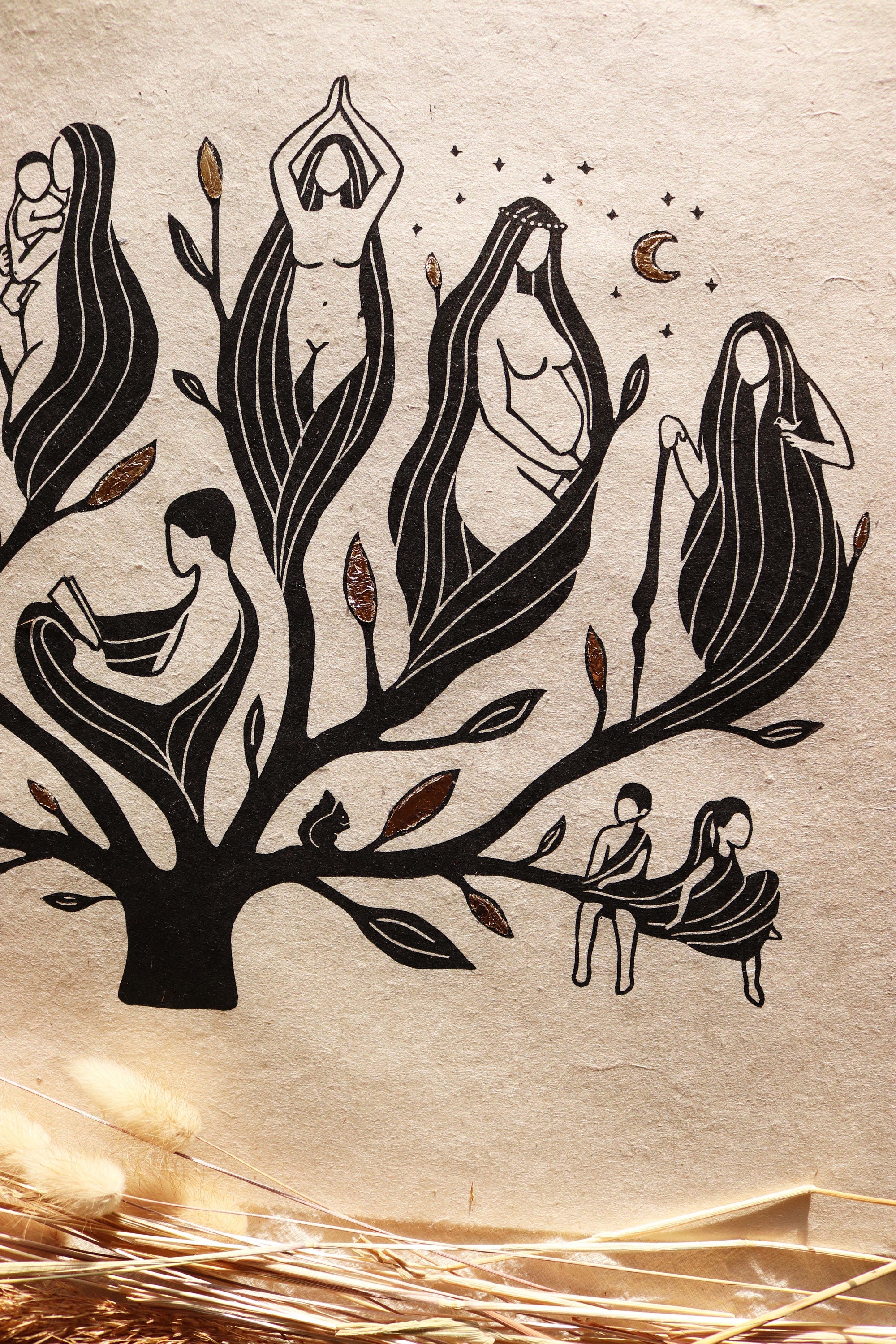 Haus Wabi Sabi Linoldruck - art.from.ilkas.heart