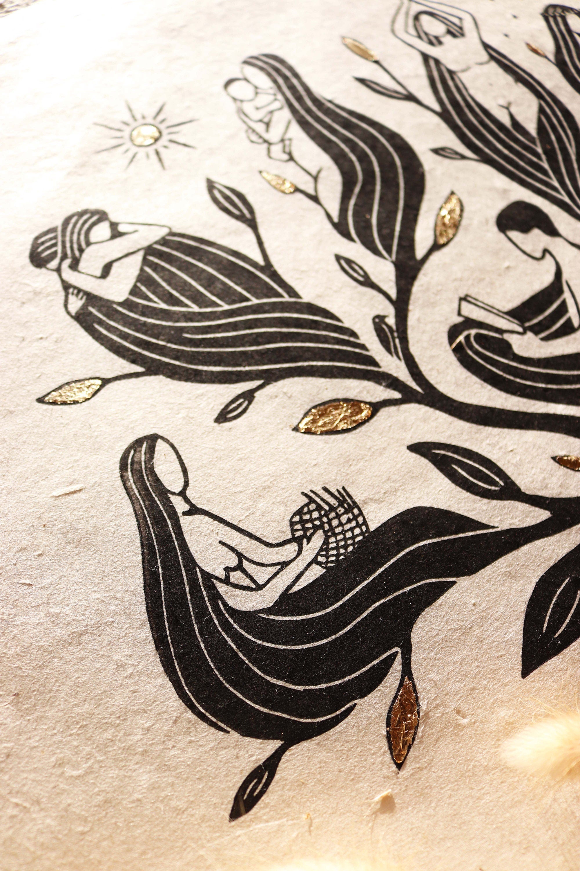 Haus Wabi Sabi Linoldruck - art.from.ilkas.heart