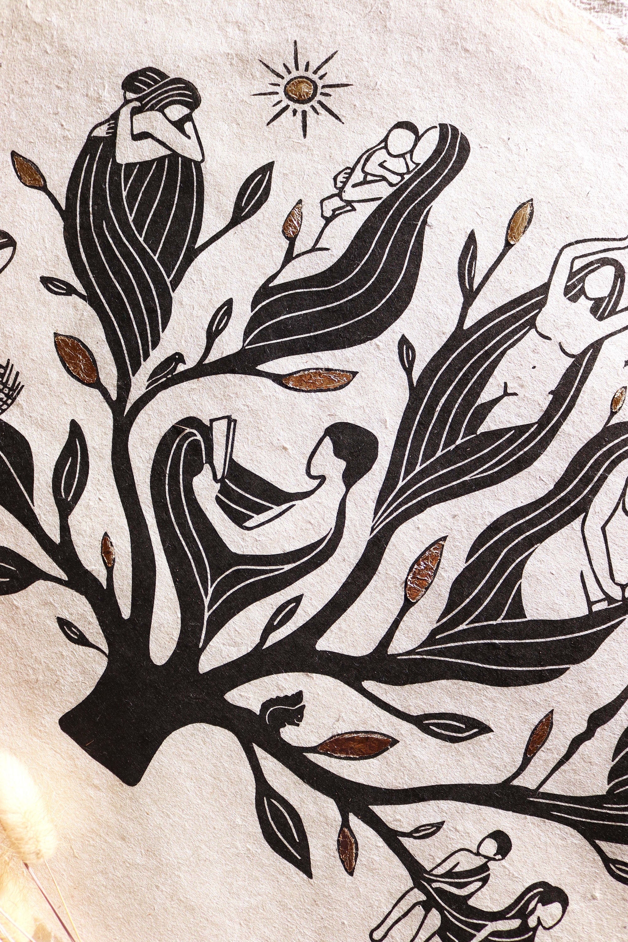 Haus Wabi Sabi Linoldruck - art.from.ilkas.heart