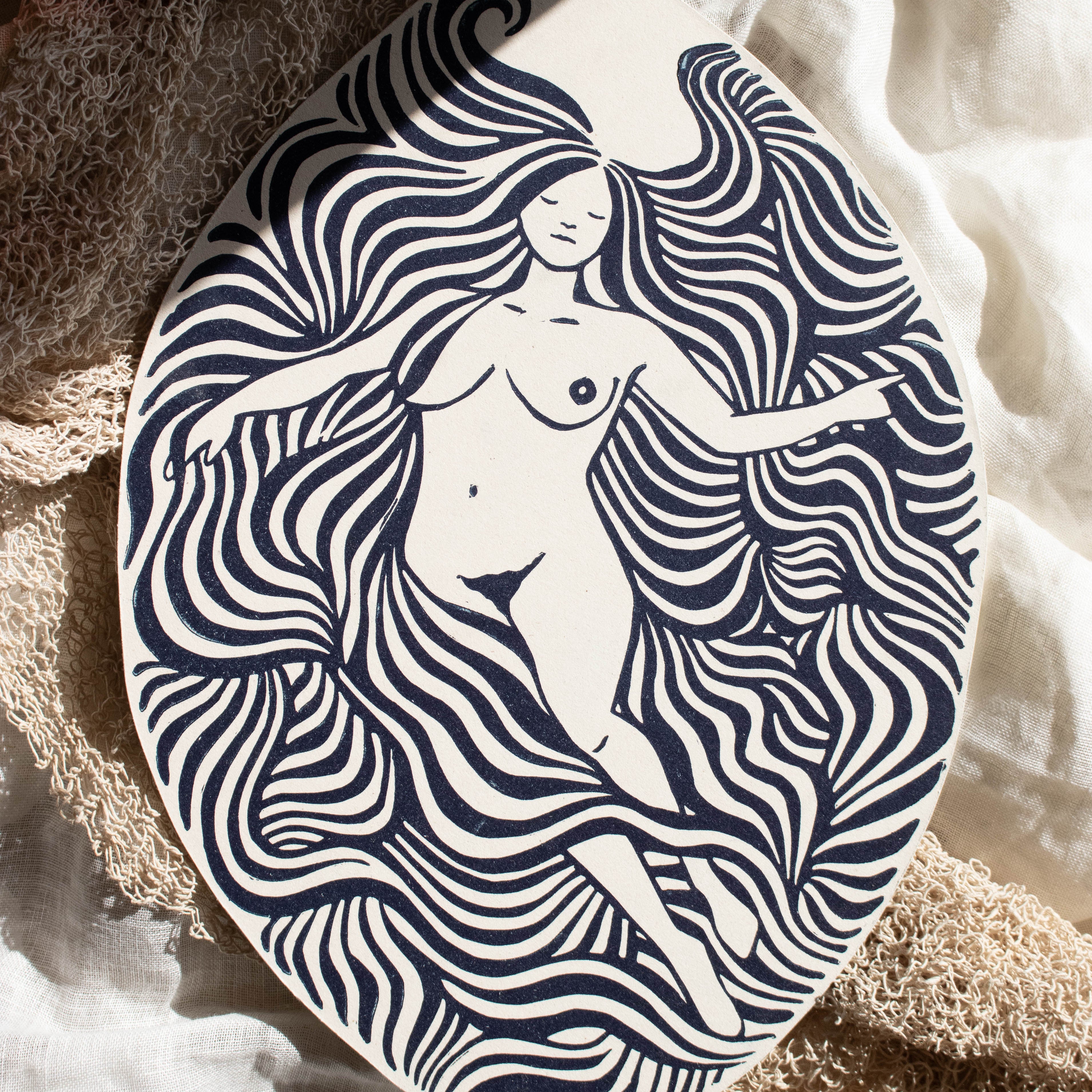 Ich bin der Ozean - Linoldruck auf Finnpappe - art.from.ilkas.heart