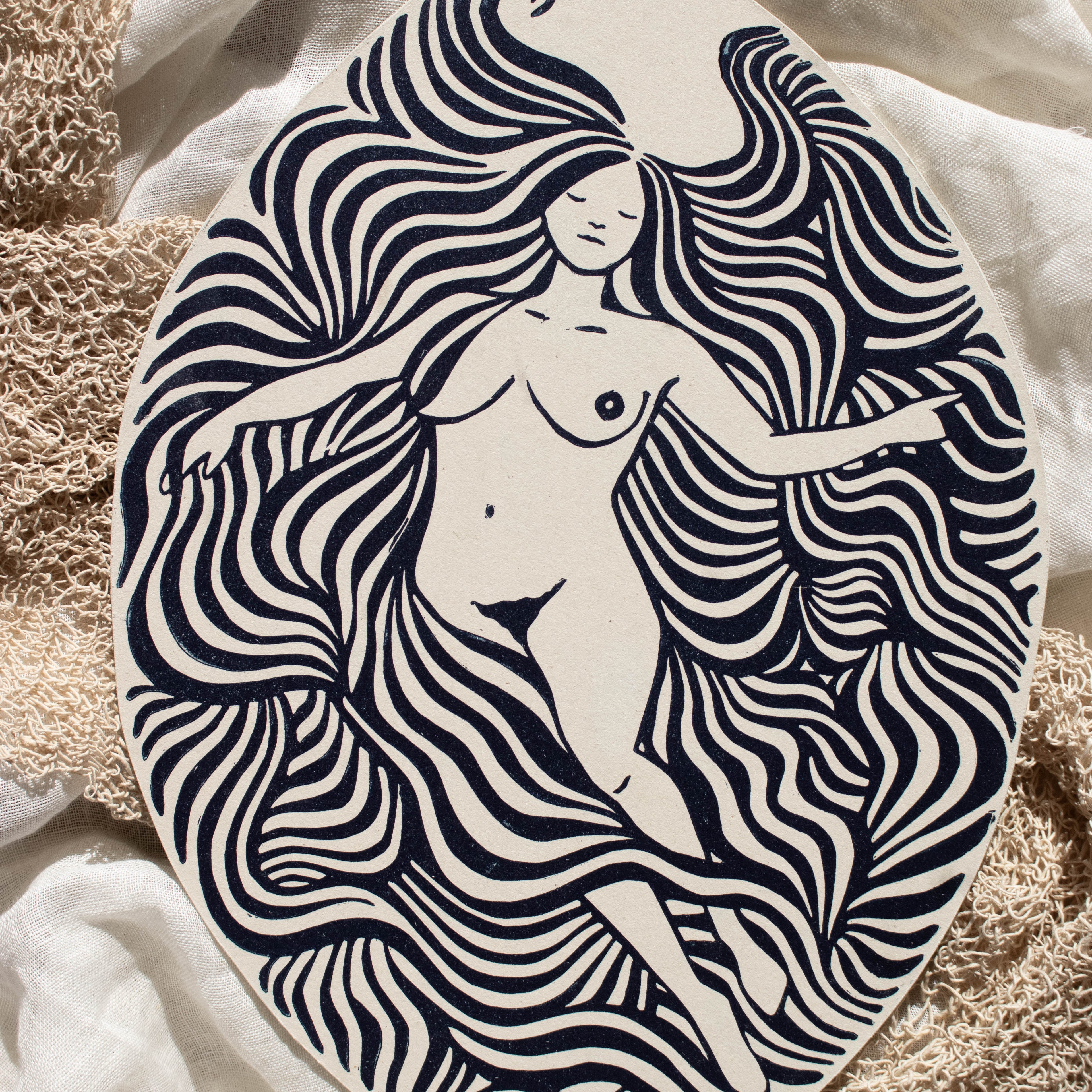 Ich bin der Ozean - Linoldruck auf Finnpappe - art.from.ilkas.heart