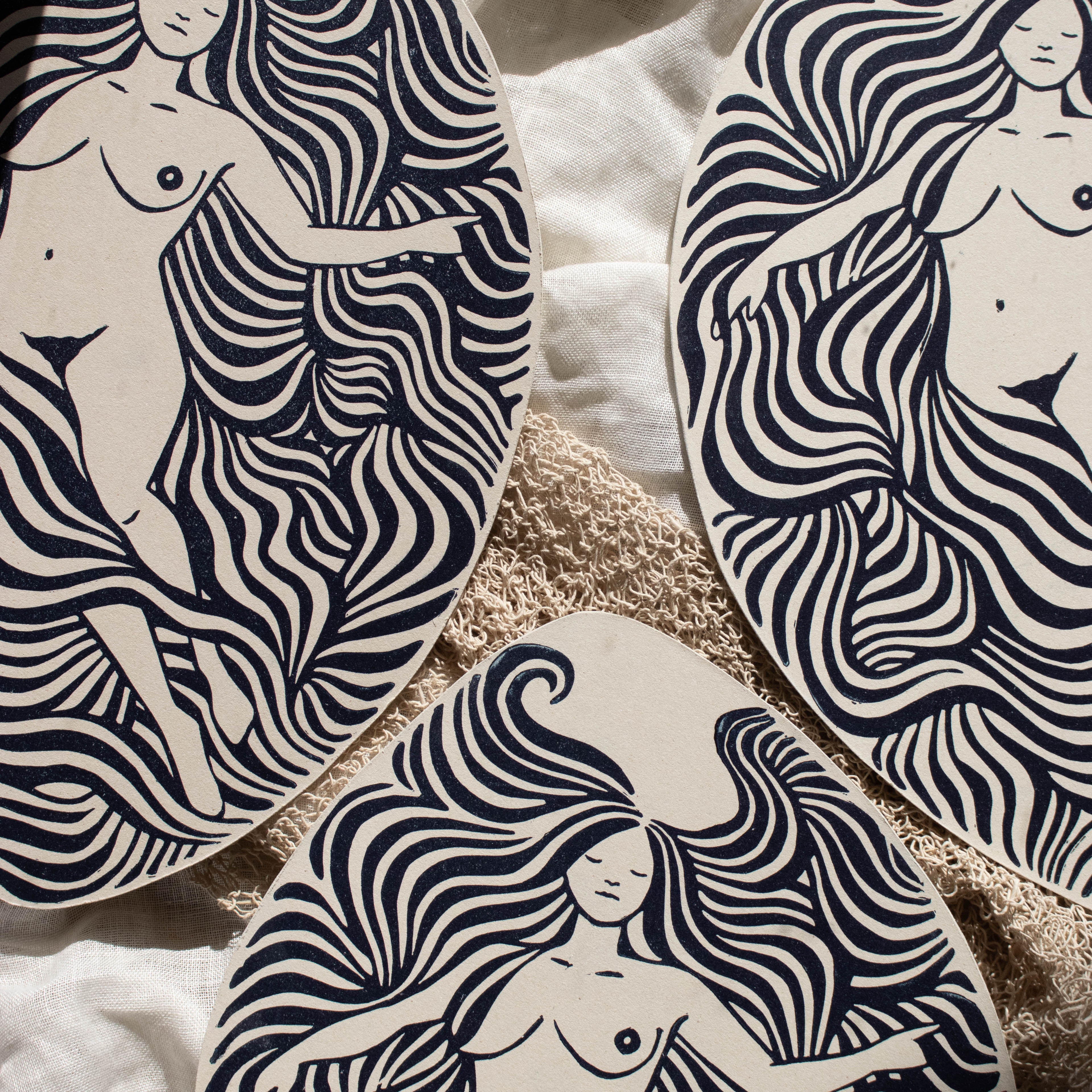 Ich bin der Ozean - Linoldruck auf Finnpappe - art.from.ilkas.heart