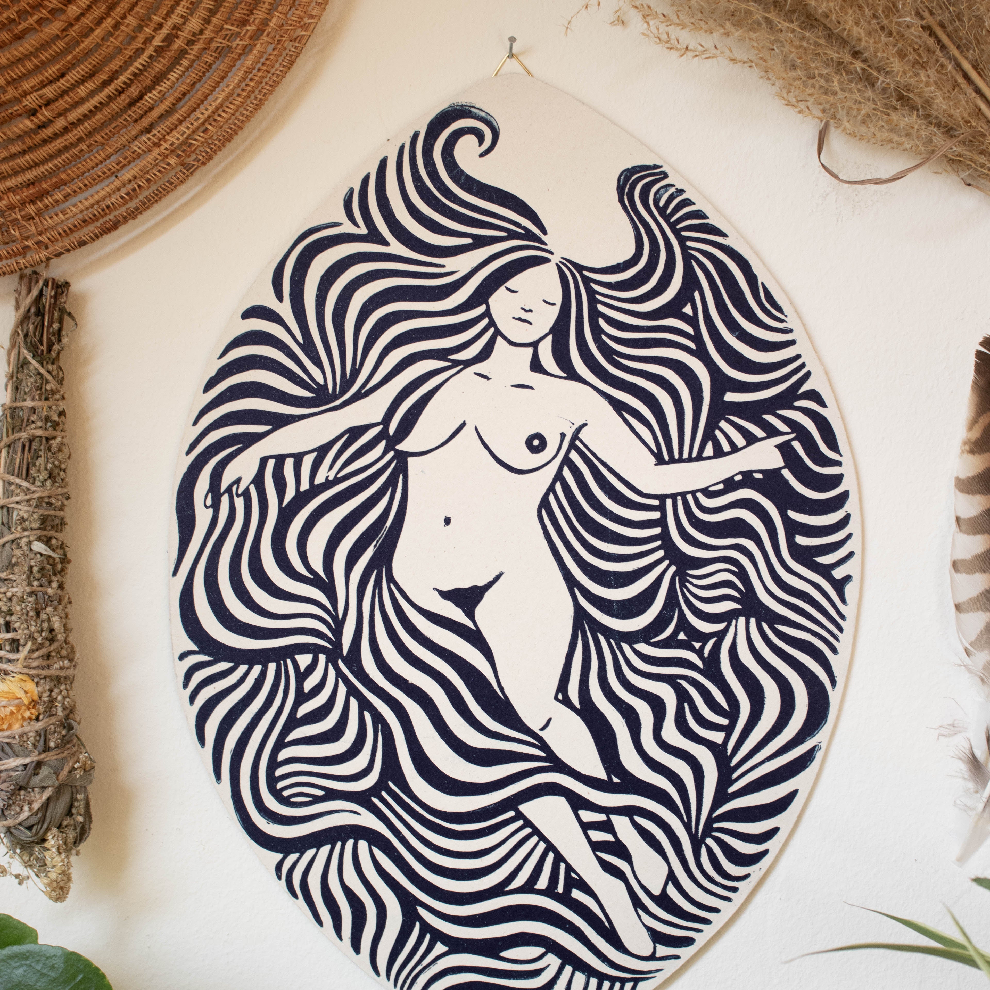 Ich bin der Ozean - Linoldruck auf Finnpappe - art.from.ilkas.heart