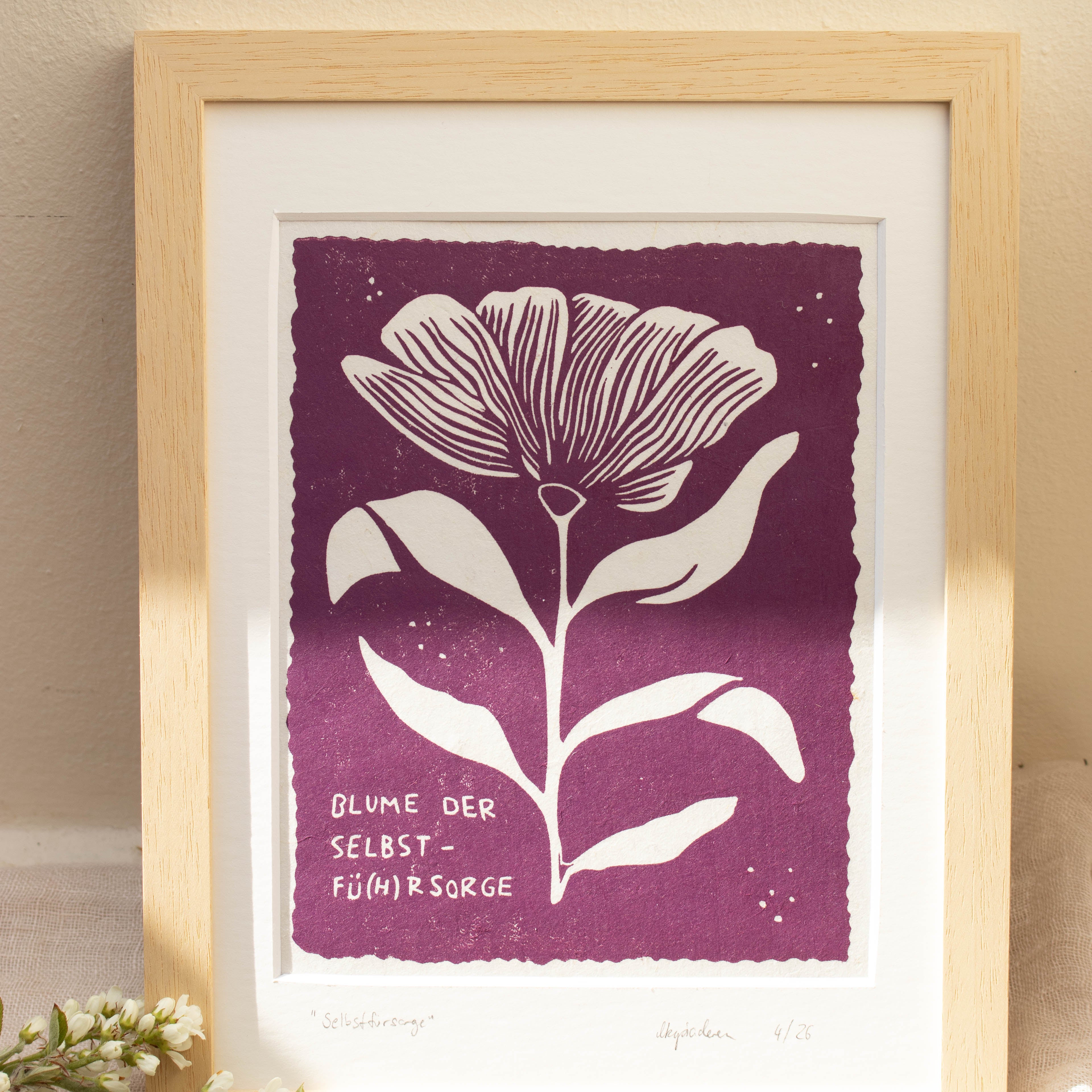 Selbstfürsorge - Linoldruck - art.from.ilkas.heart