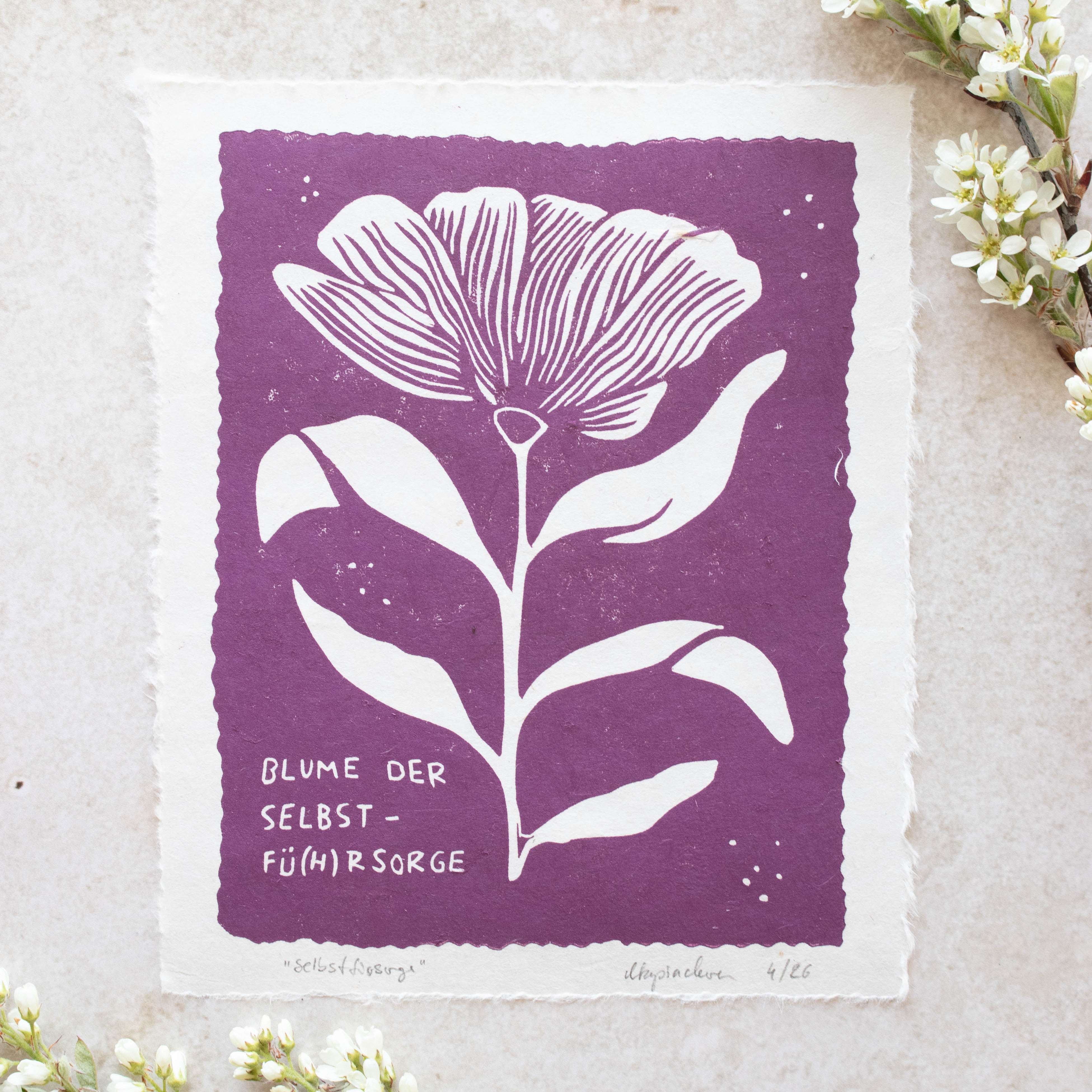 Selbstfürsorge - Linoldruck - art.from.ilkas.heart