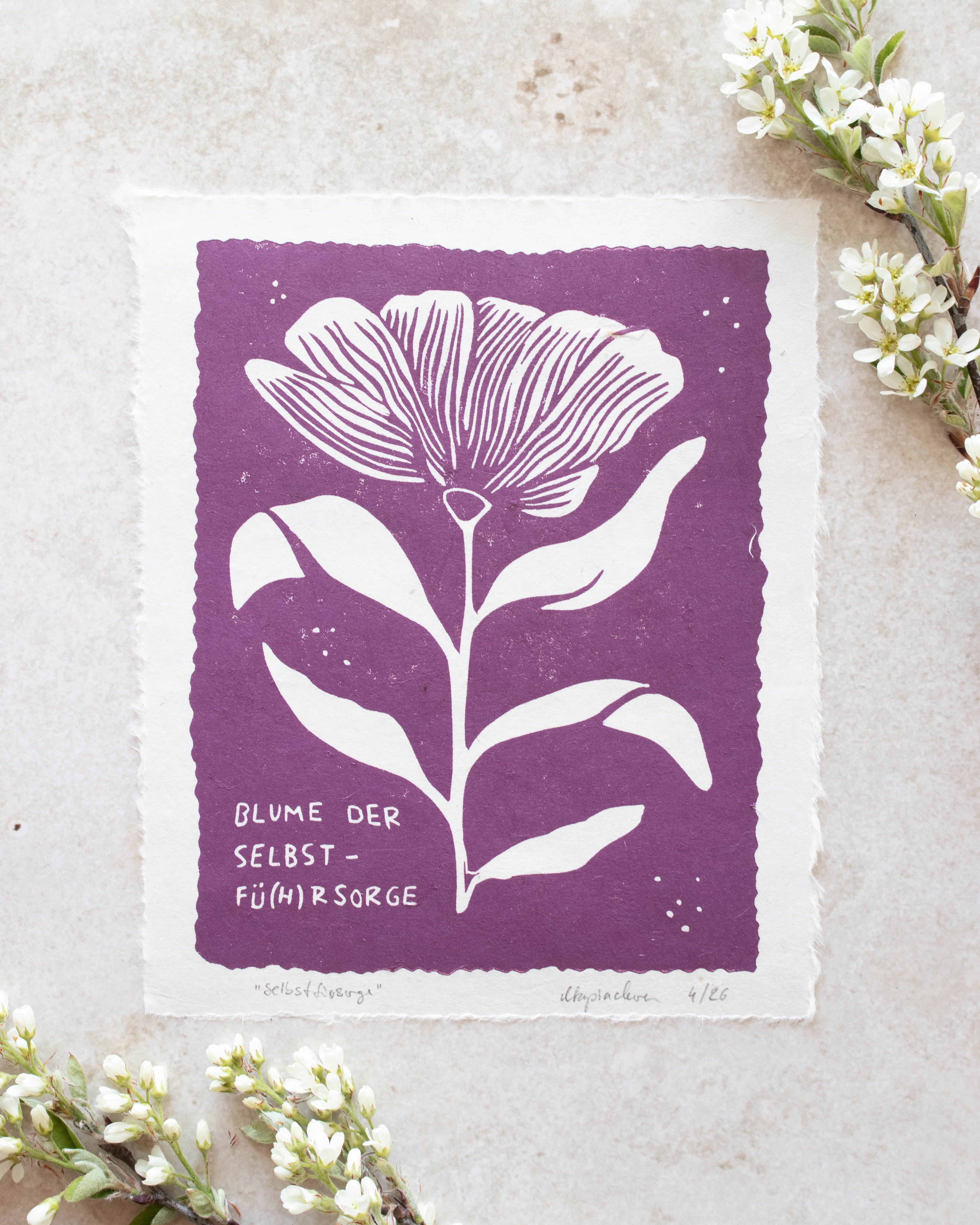 Selbstfürsorge - Linoldruck - art.from.ilkas.heart