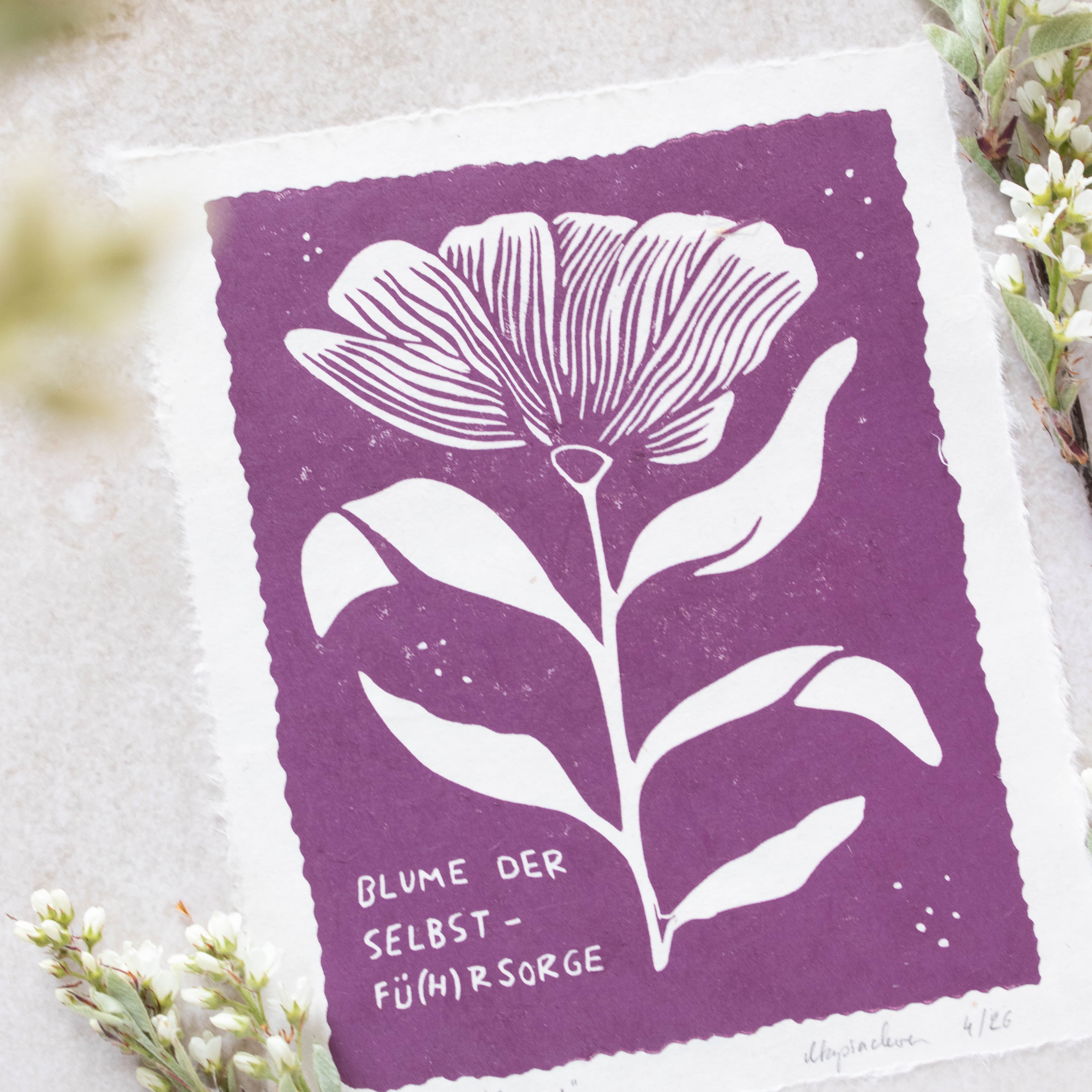 Selbstfürsorge - Linoldruck - art.from.ilkas.heart