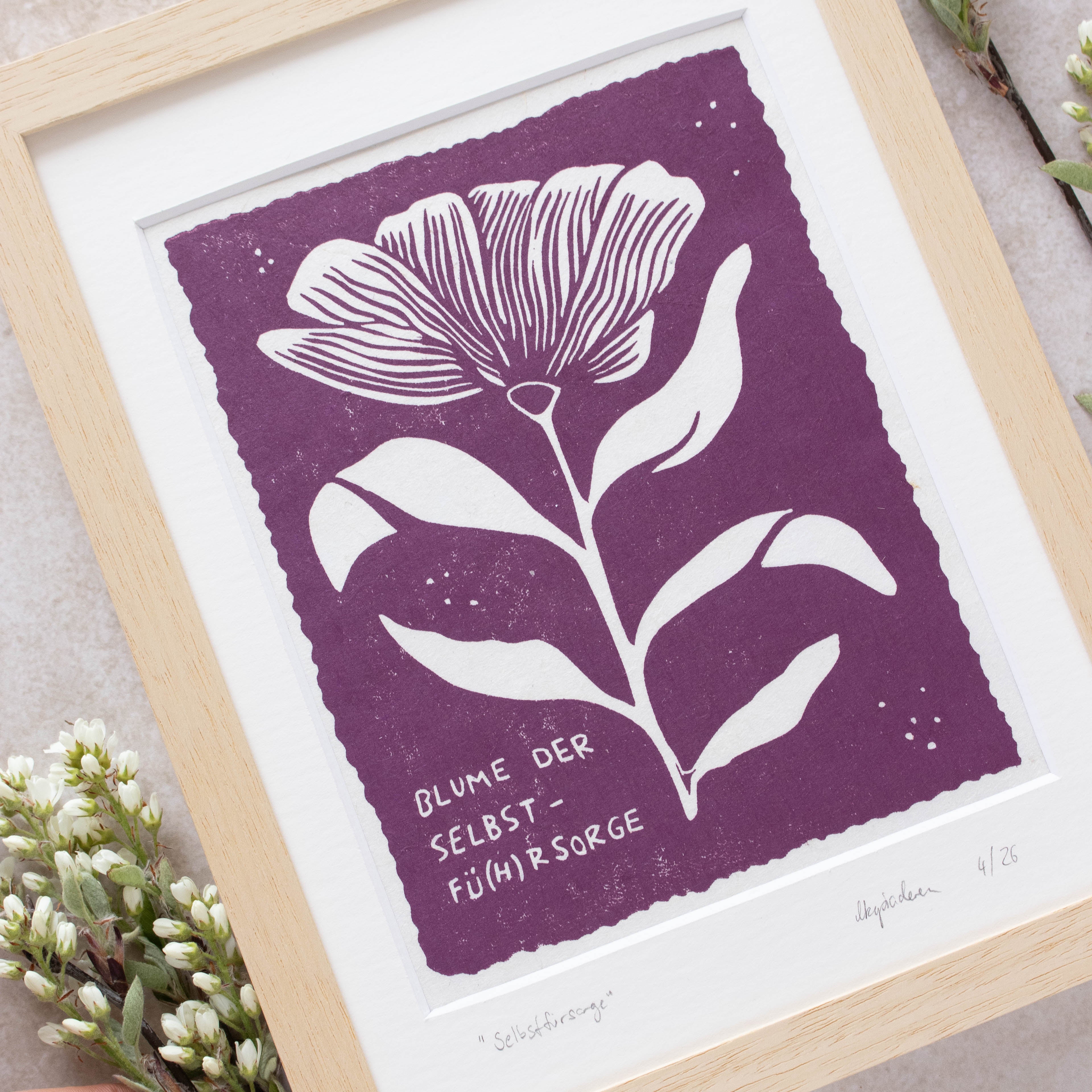 Selbstfürsorge - Linoldruck - art.from.ilkas.heart