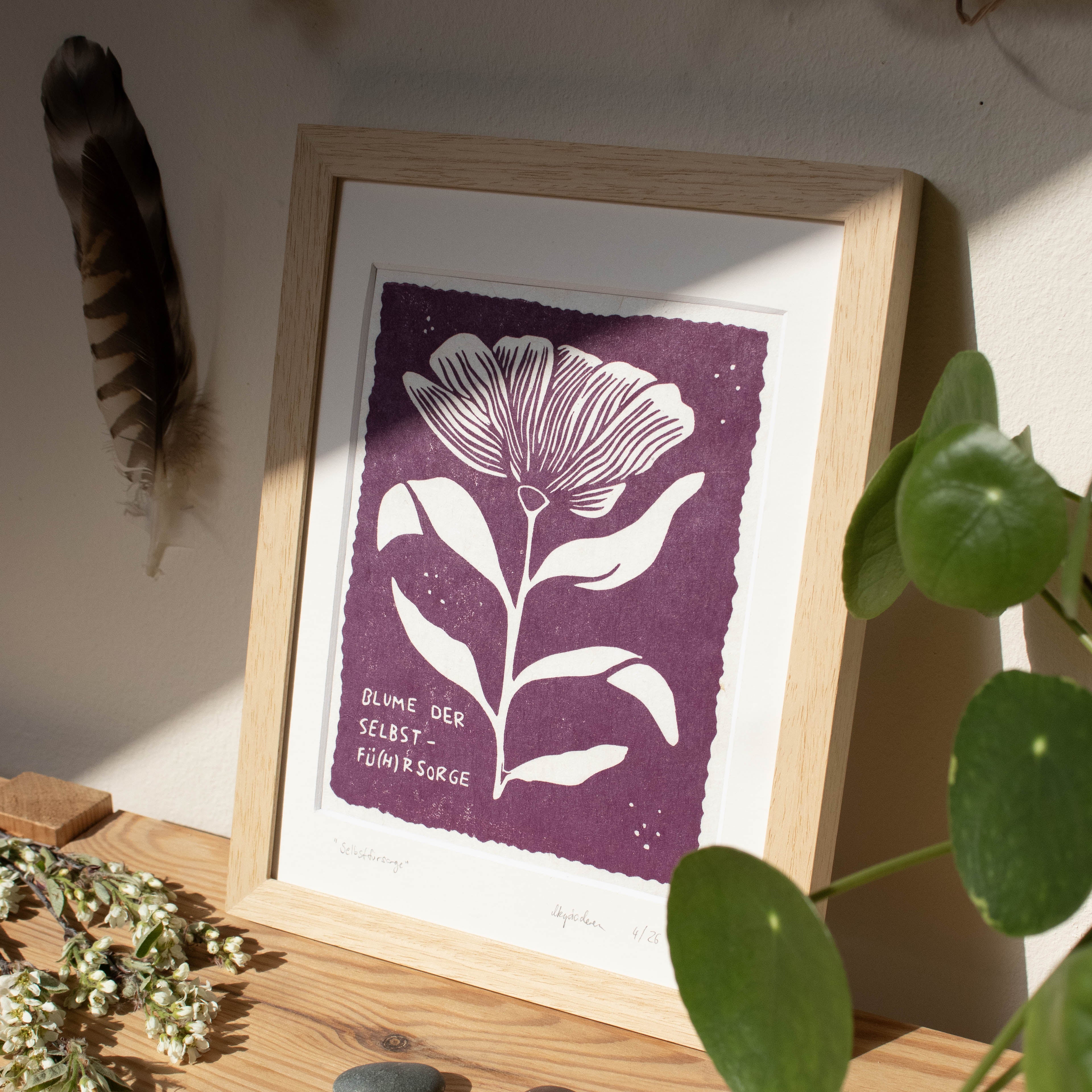 Selbstfürsorge - Linoldruck - art.from.ilkas.heart