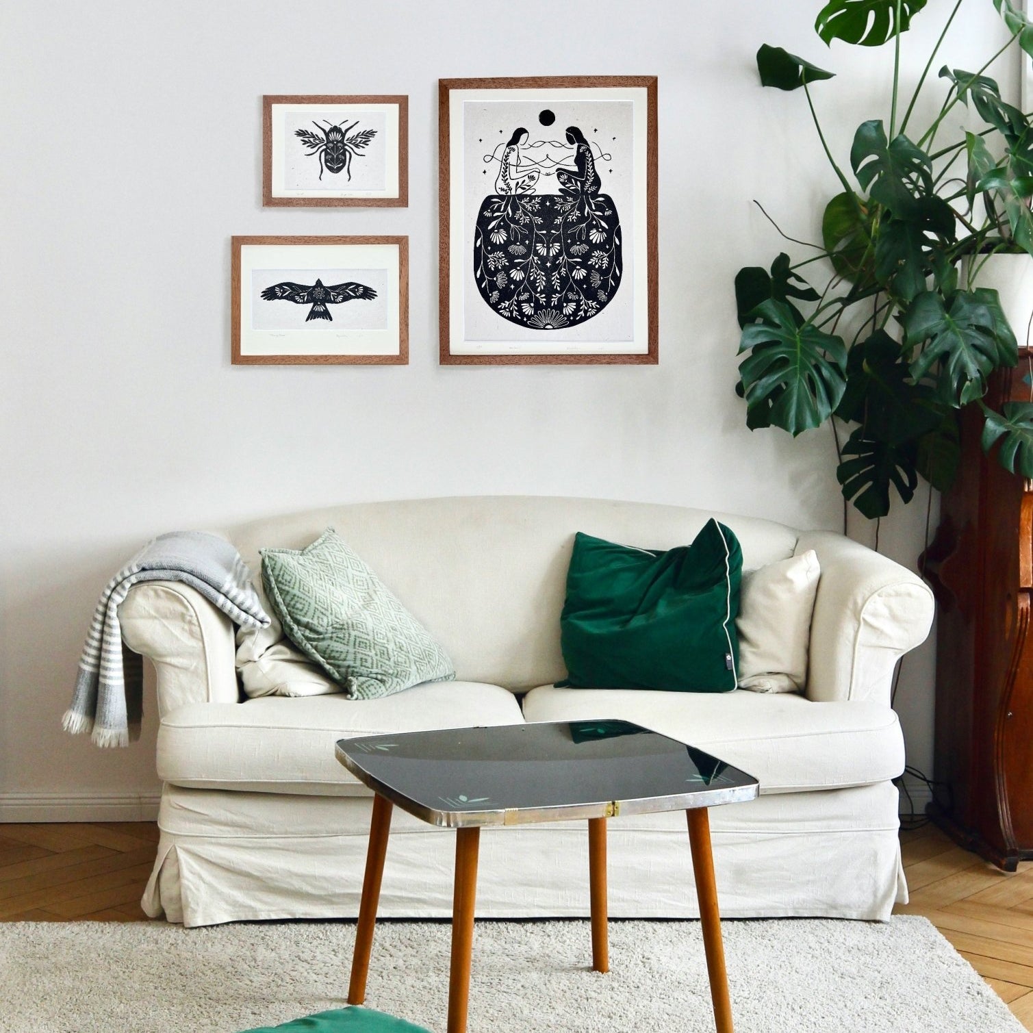 Milan & Blumen Linoldruck - art.from.ilkas.heart