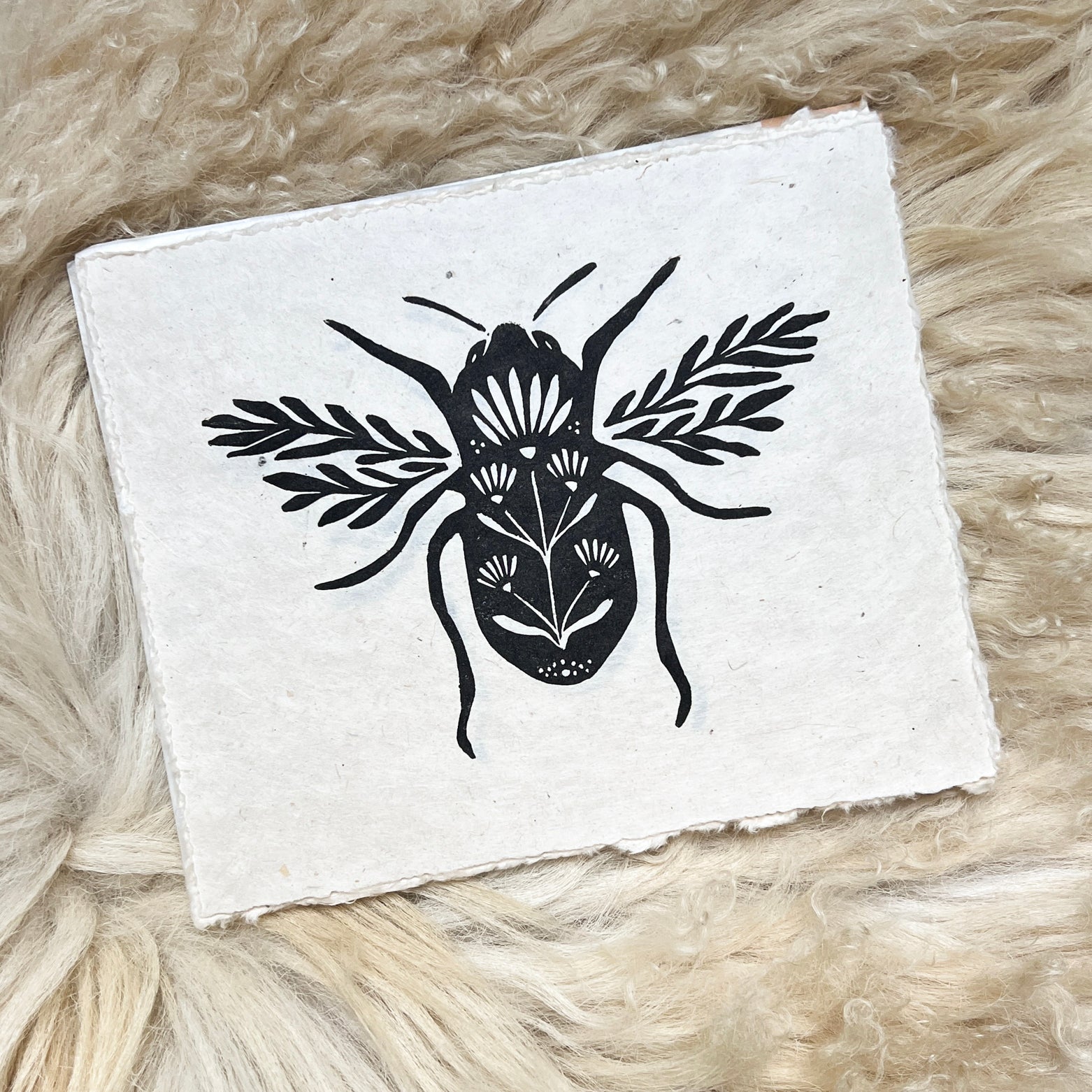 Hummel & Blumen Linoldruck - art.from.ilkas.heart