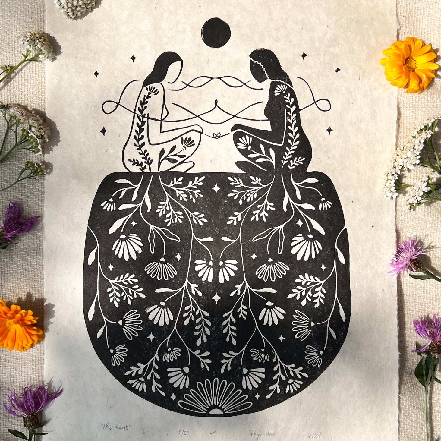 New Roots Linoldruck - art.from.ilkas.heart