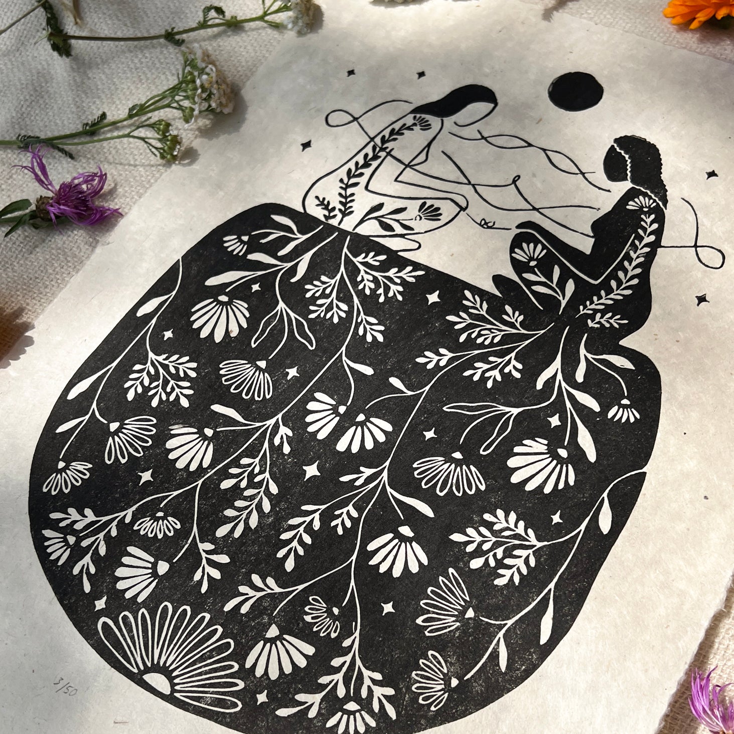 New Roots Linoldruck - art.from.ilkas.heart