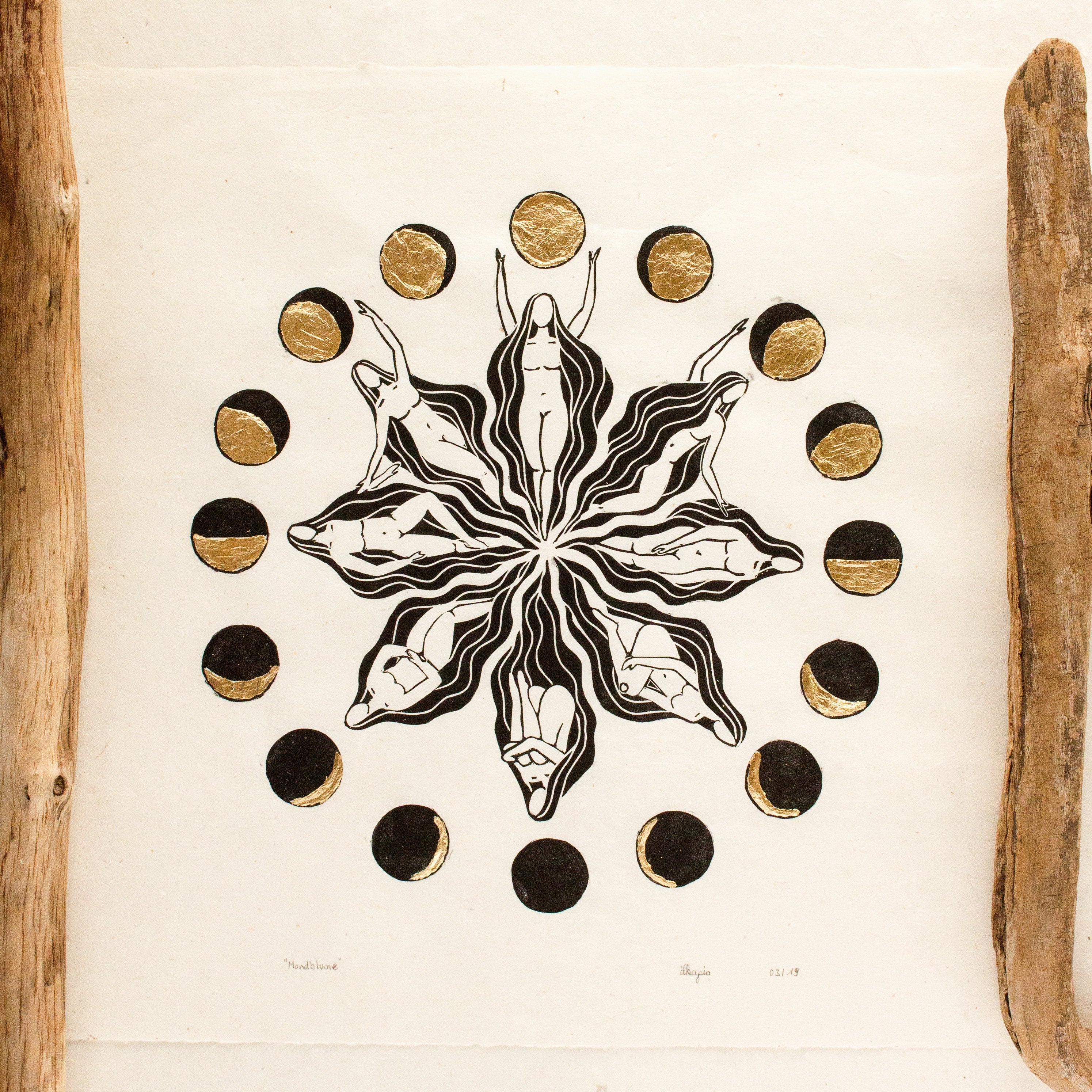 Mondblume Linoldruck - art.from.ilkas.heart