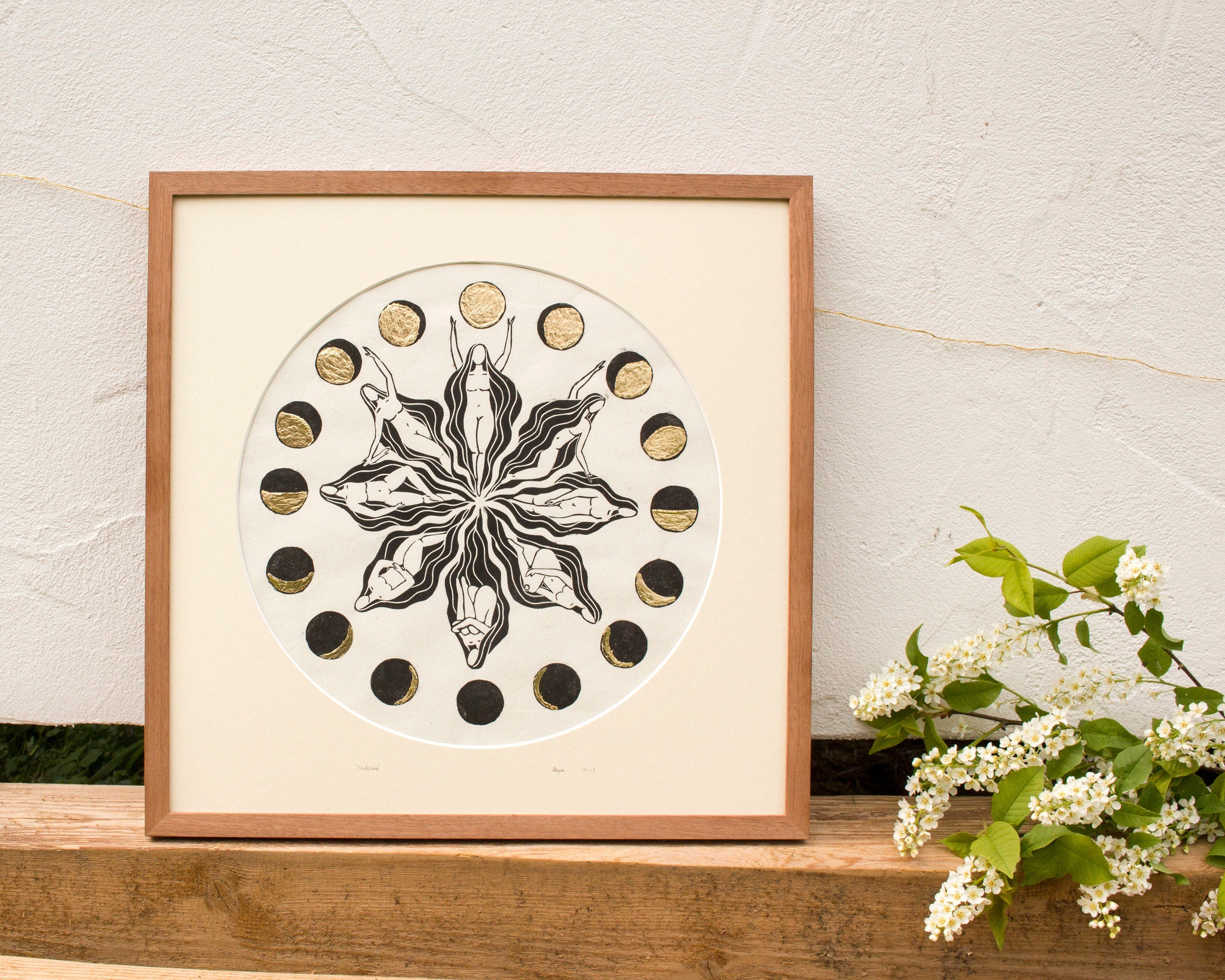 Mondblume Linoldruck - art.from.ilkas.heart