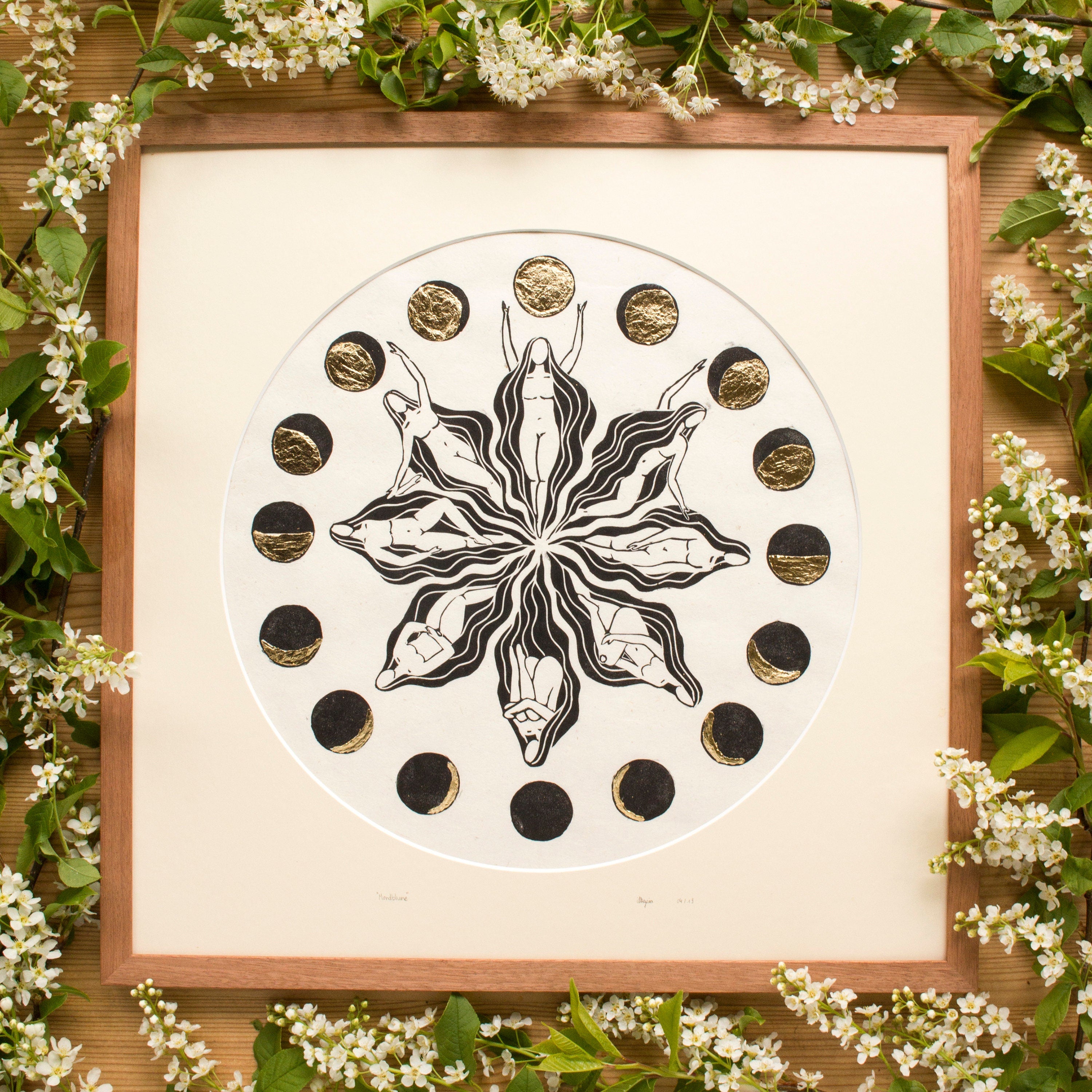 Mondblume Linoldruck - art.from.ilkas.heart