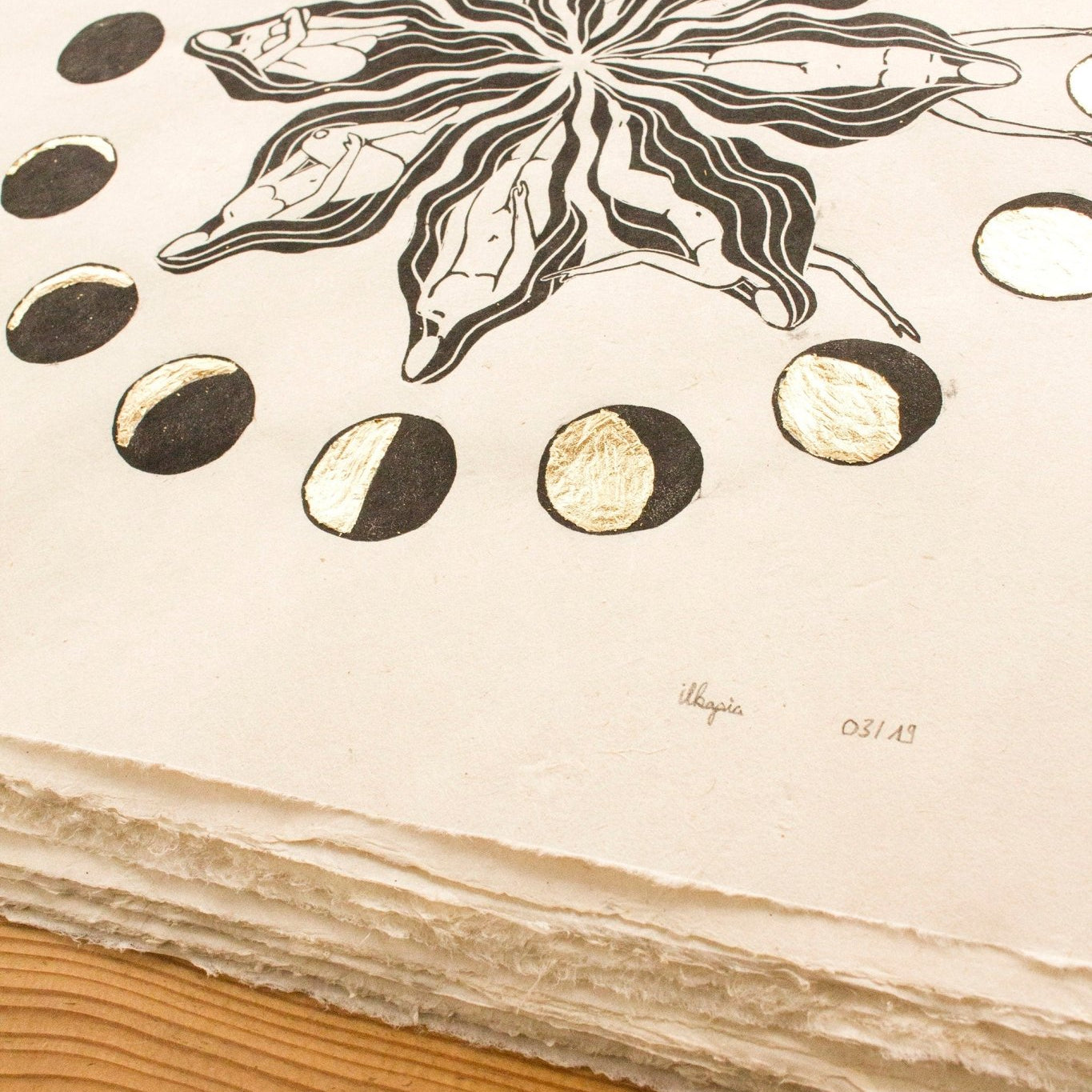 Mondblume Linoldruck - art.from.ilkas.heart