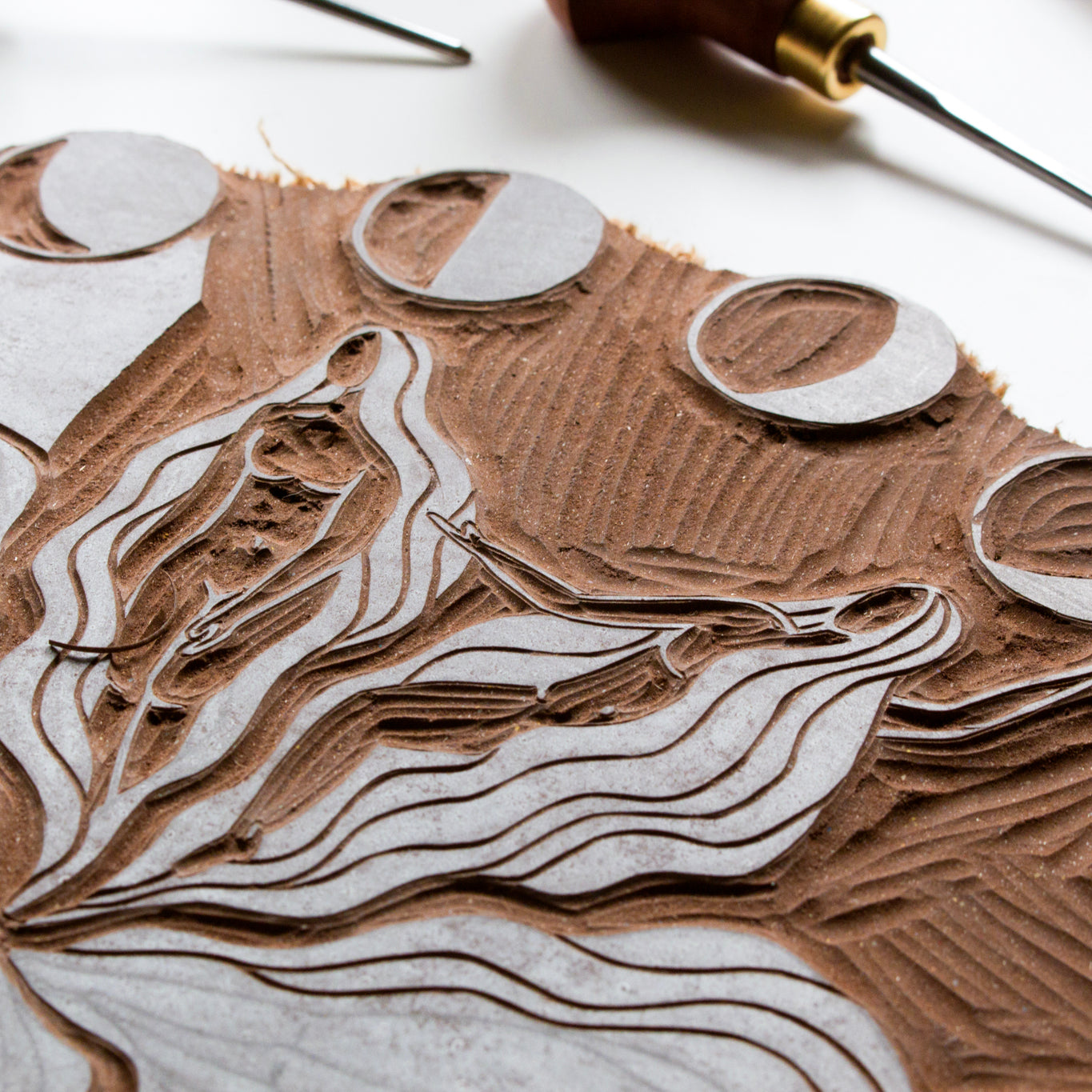 Mondblume Linoldruck - art.from.ilkas.heart