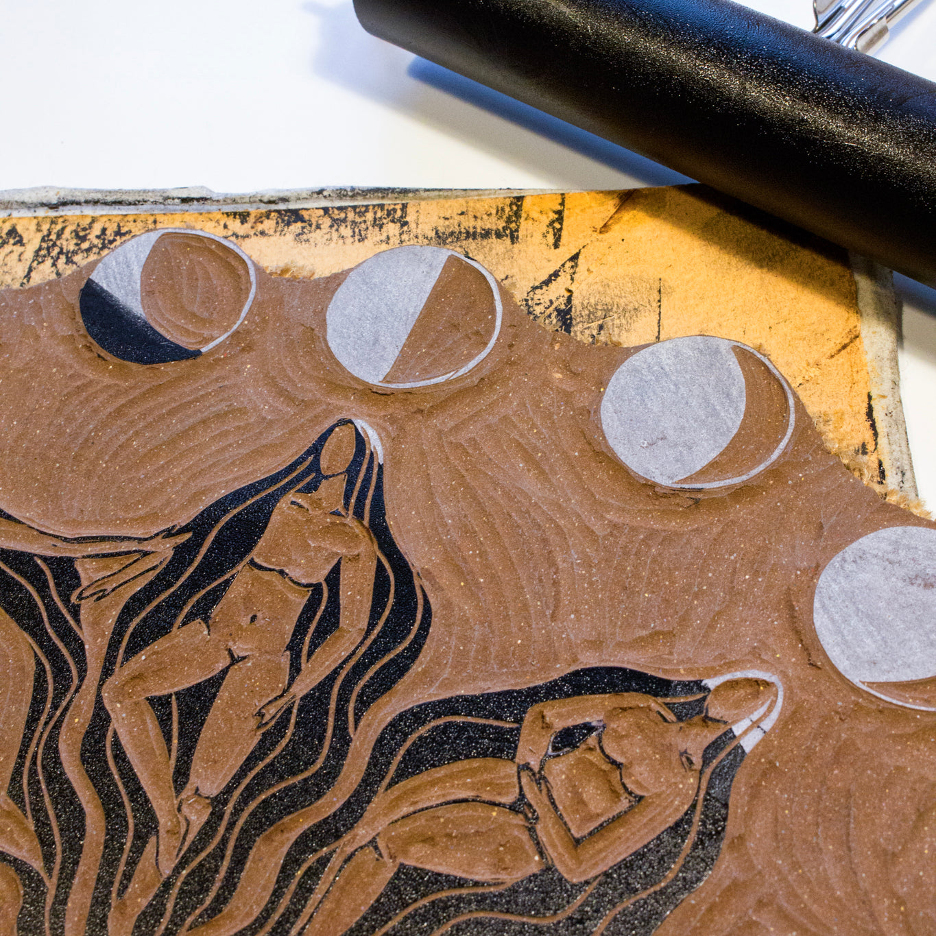 Mondblume Linoldruck - art.from.ilkas.heart