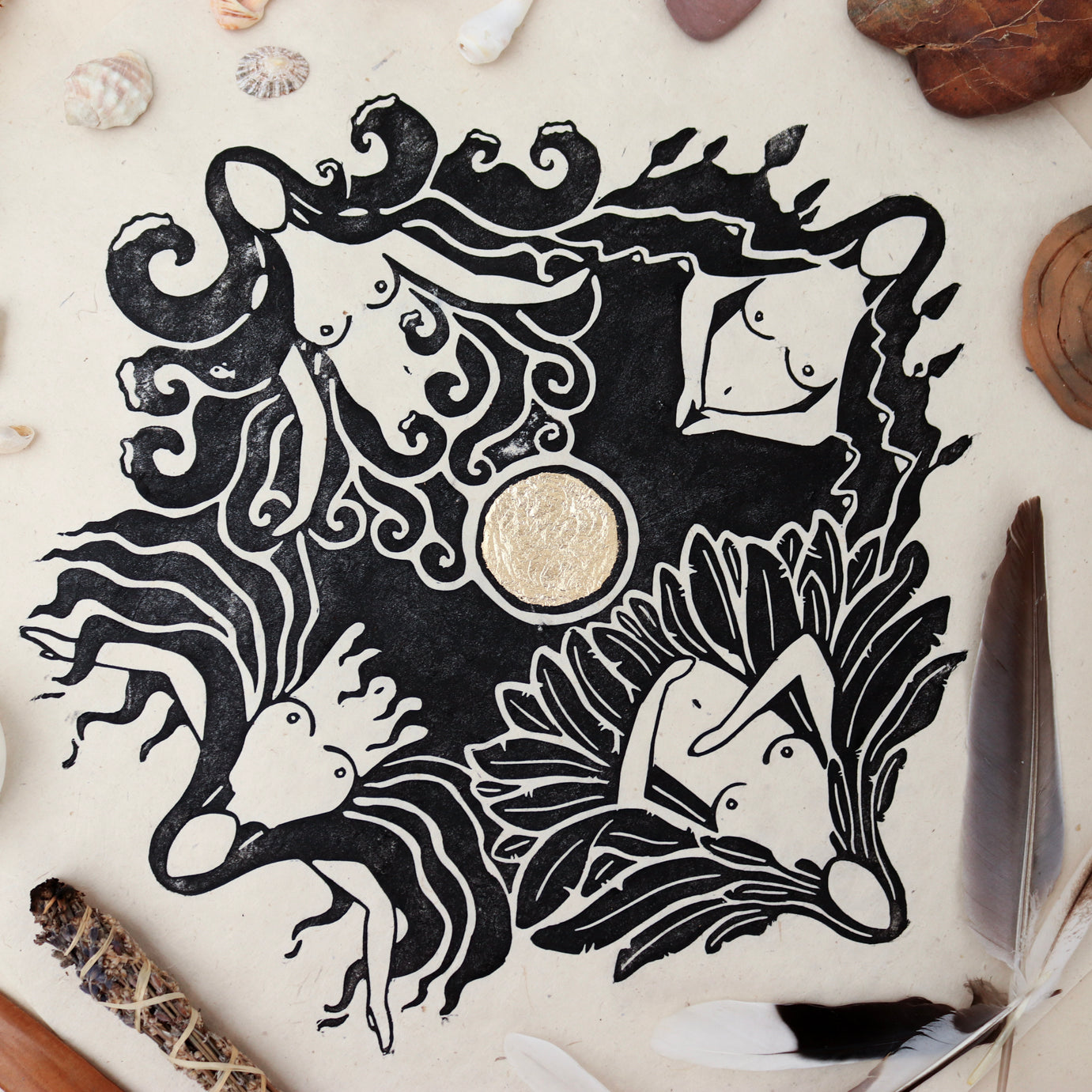 Motherland Linoldruck auf Papier - art.from.ilkas.heart