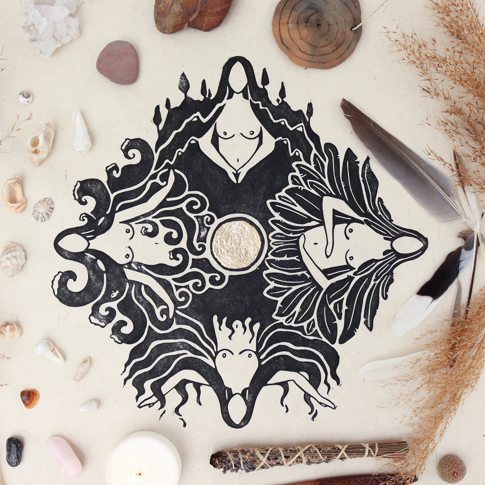 Motherland Linoldruck auf Papier - art.from.ilkas.heart