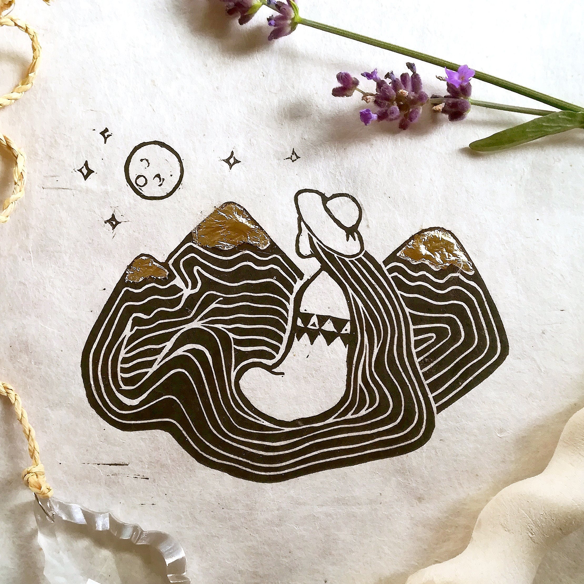 Mutter der Berge Linoldruck - art.from.ilkas.heart