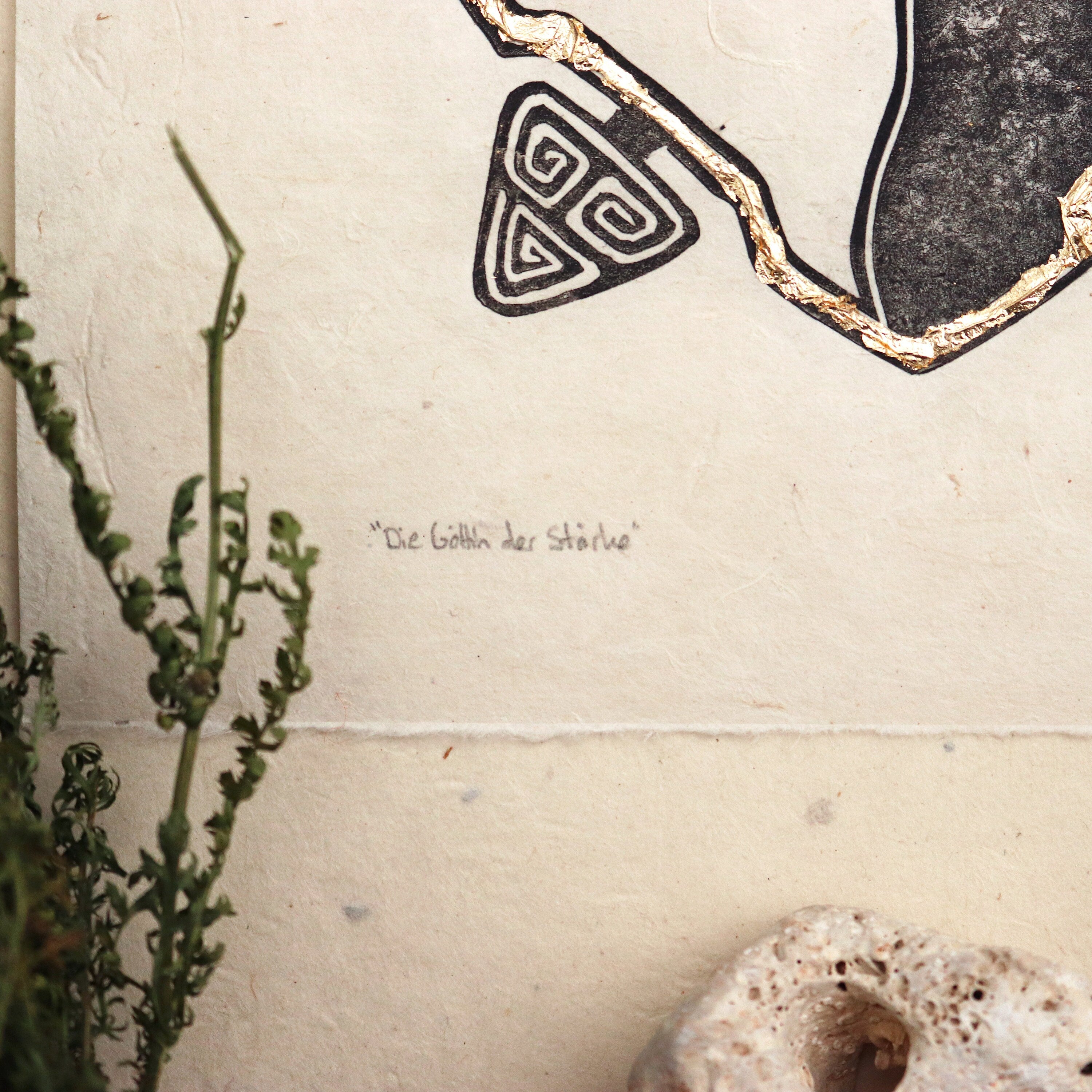 Die Göttin der Stärke Linoldruck - art.from.ilkas.heart