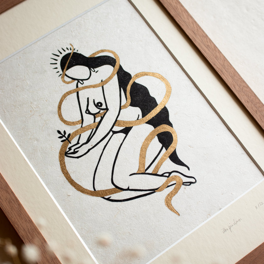 Earthkeeper Goddess Linoldruck - art.from.ilkas.heart