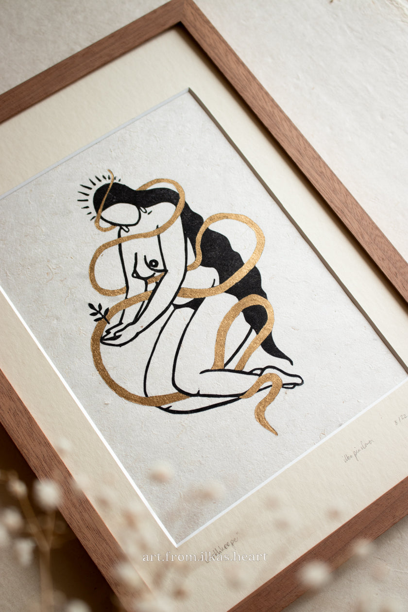 Earthkeeper Goddess Linoldruck - art.from.ilkas.heart