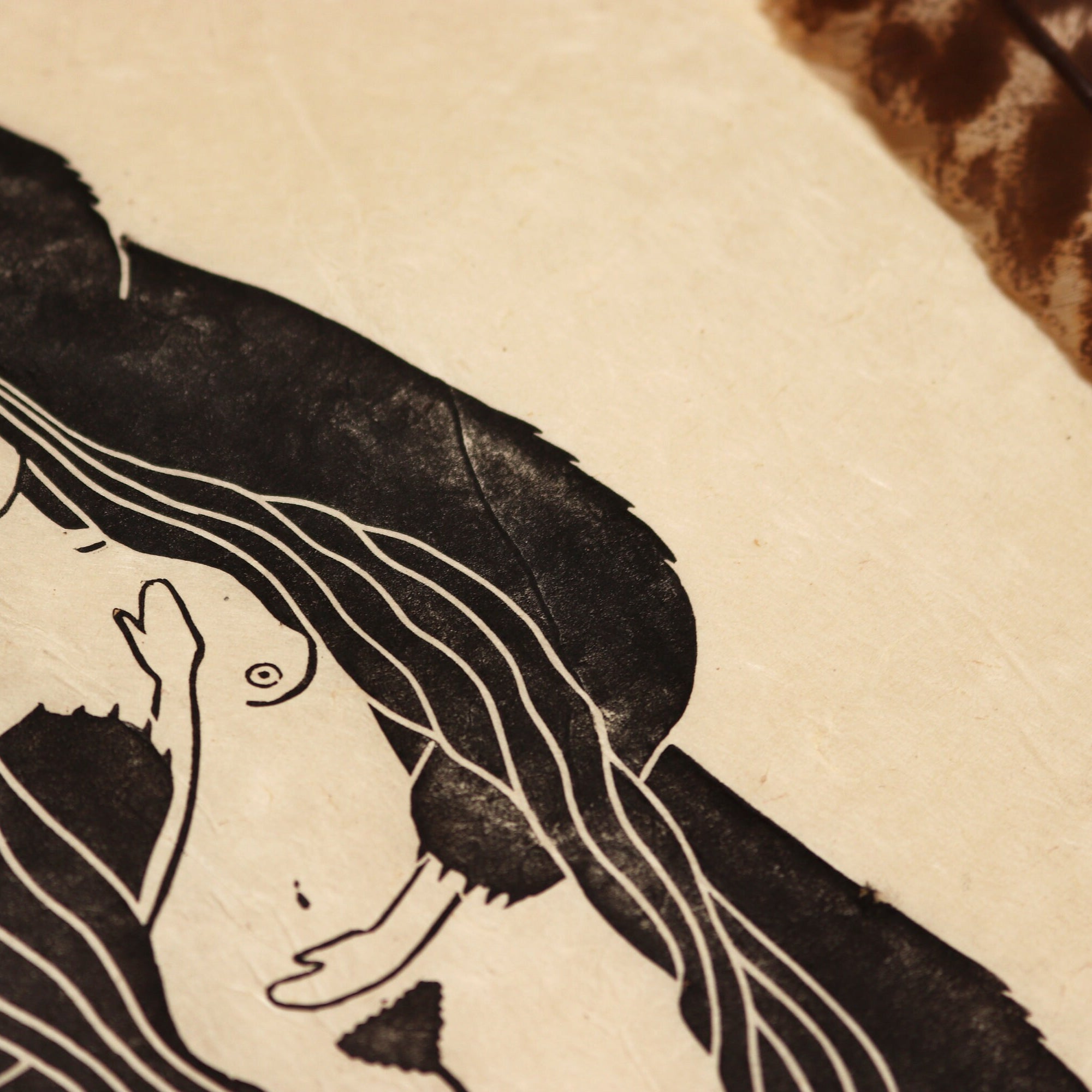 Bärengöttin Linoldruck - art.from.ilkas.heart