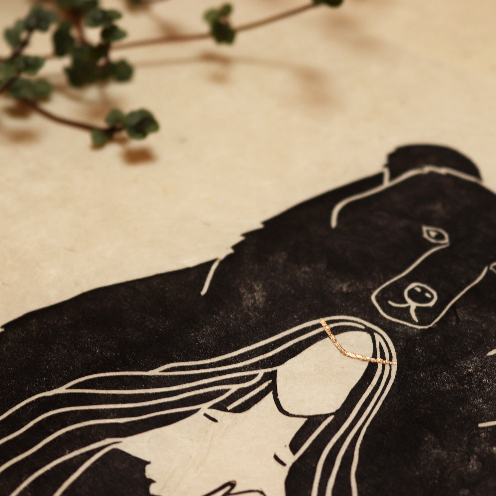 Bärengöttin Linoldruck - art.from.ilkas.heart