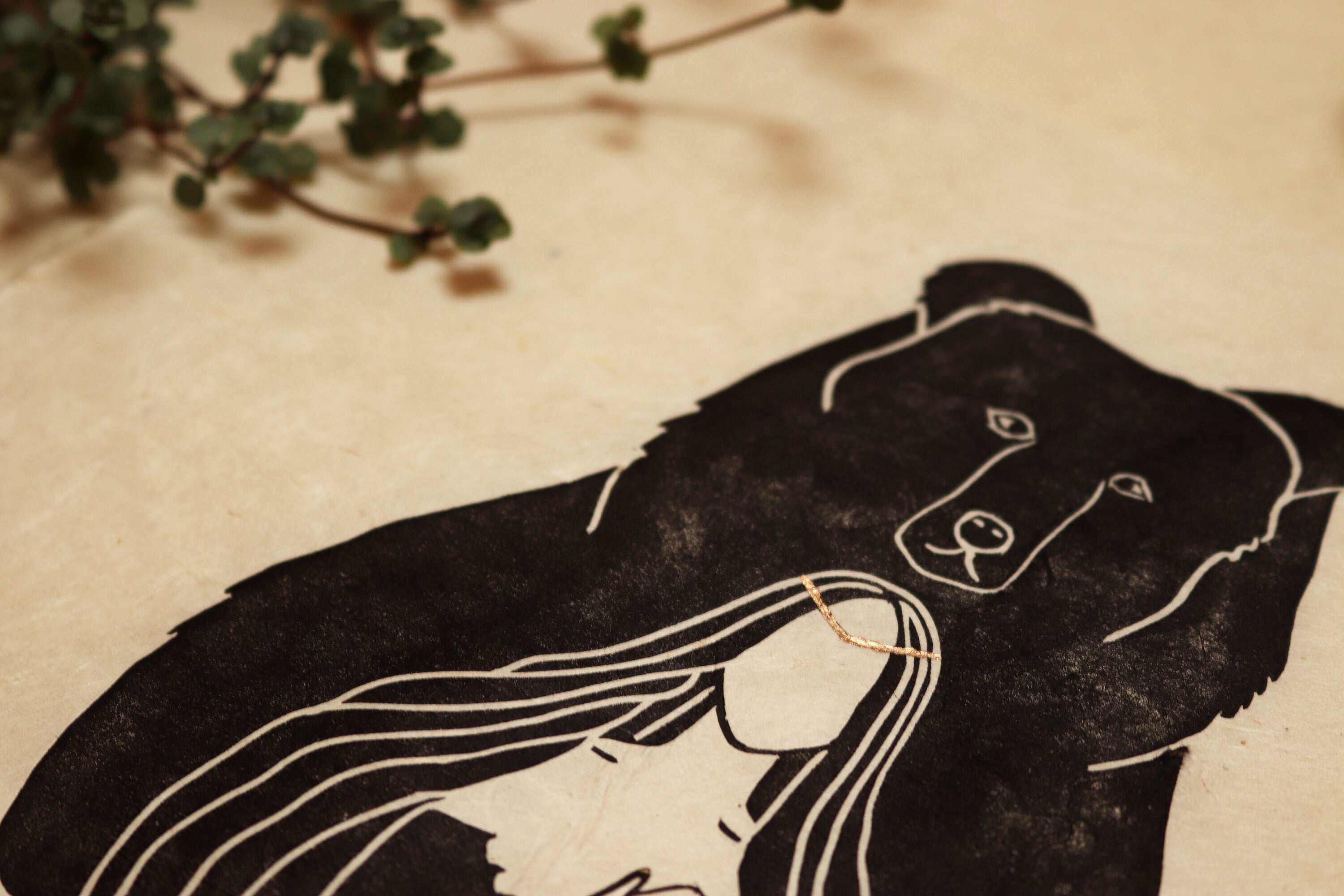 Bärengöttin Linoldruck - art.from.ilkas.heart