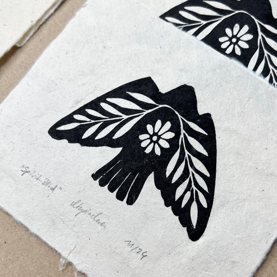 Seelenvogel Linoldruck NEUE FARBE - art.from.ilkas.heart