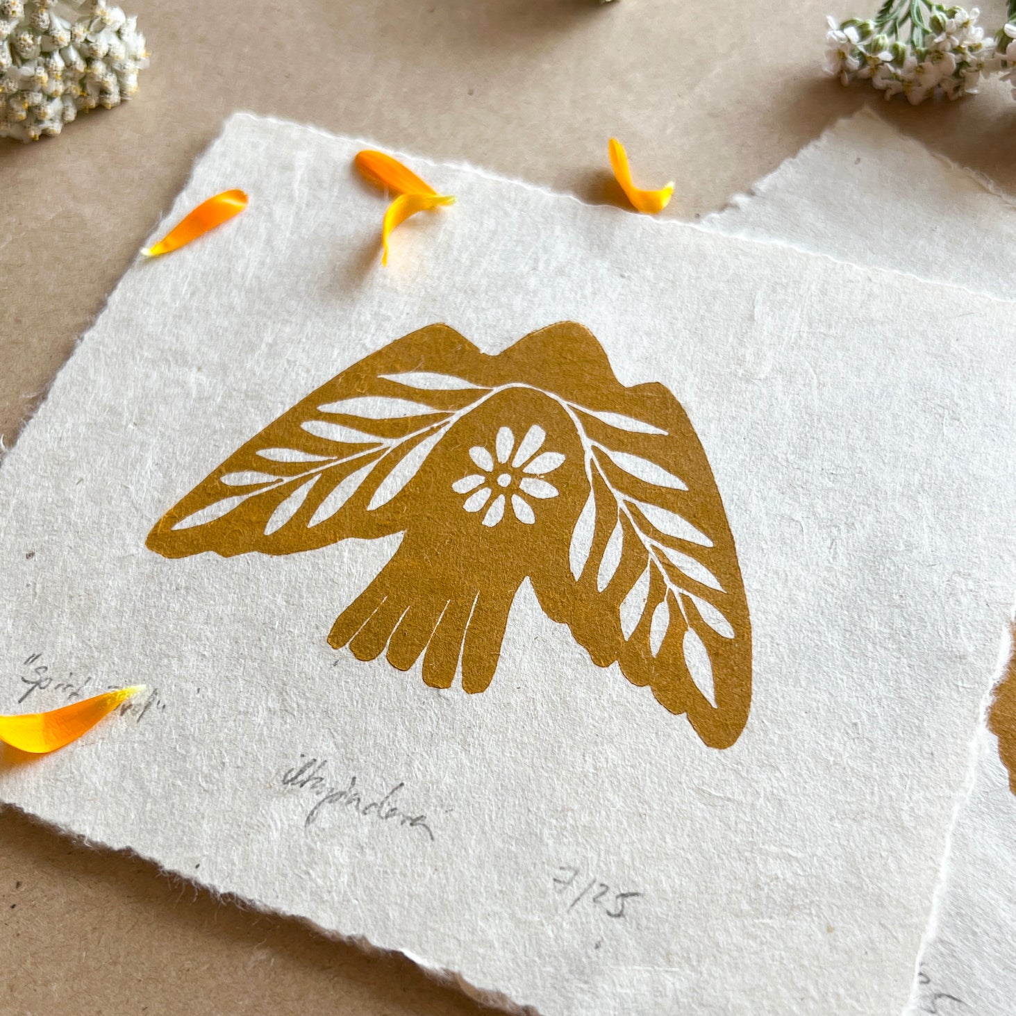 Seelenvogel Linoldruck NEUE FARBE - art.from.ilkas.heart