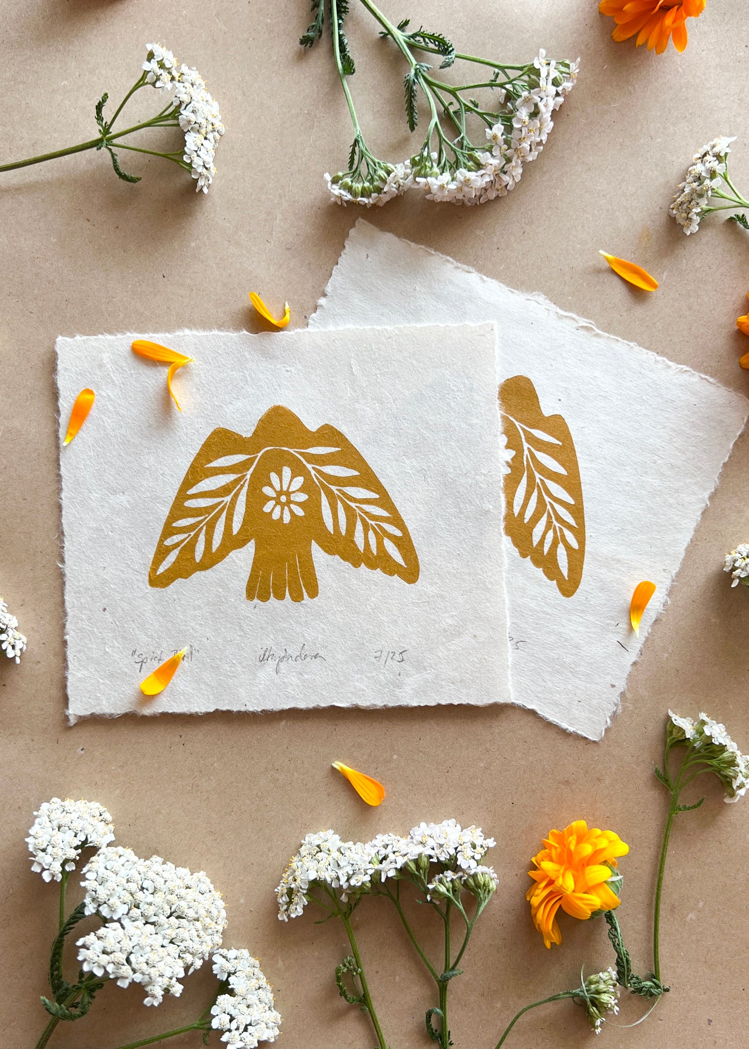 Seelenvogel Linoldruck NEUE FARBE - art.from.ilkas.heart