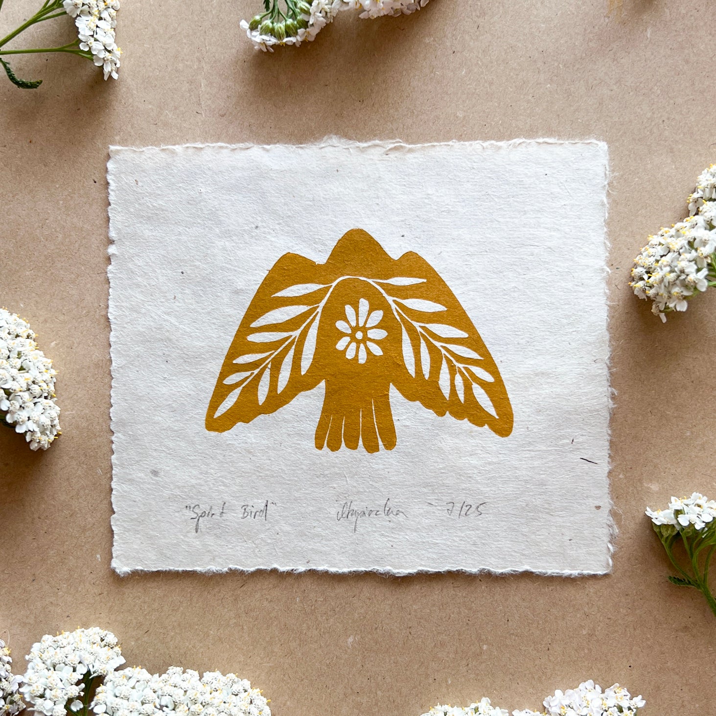 Seelenvogel Linoldruck NEUE FARBE - art.from.ilkas.heart