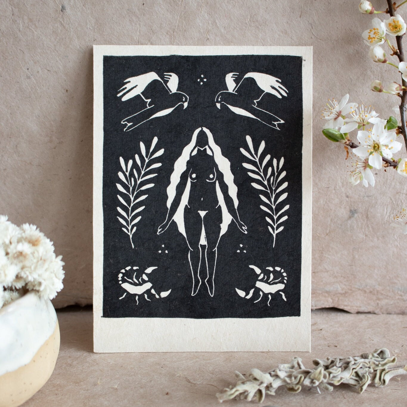 The Protectress Linoldruck - art.from.ilkas.heart