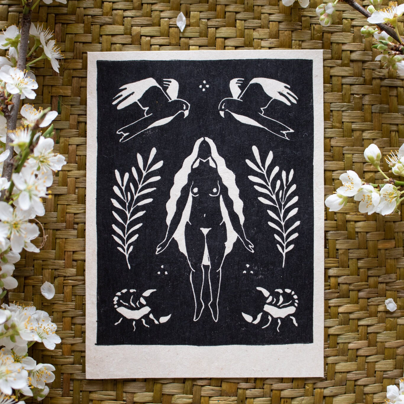 The Protectress Linoldruck - art.from.ilkas.heart