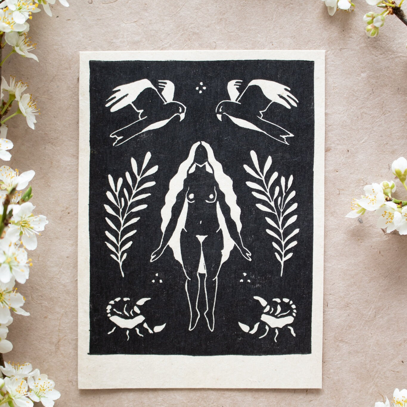 The Protectress Linoldruck - art.from.ilkas.heart