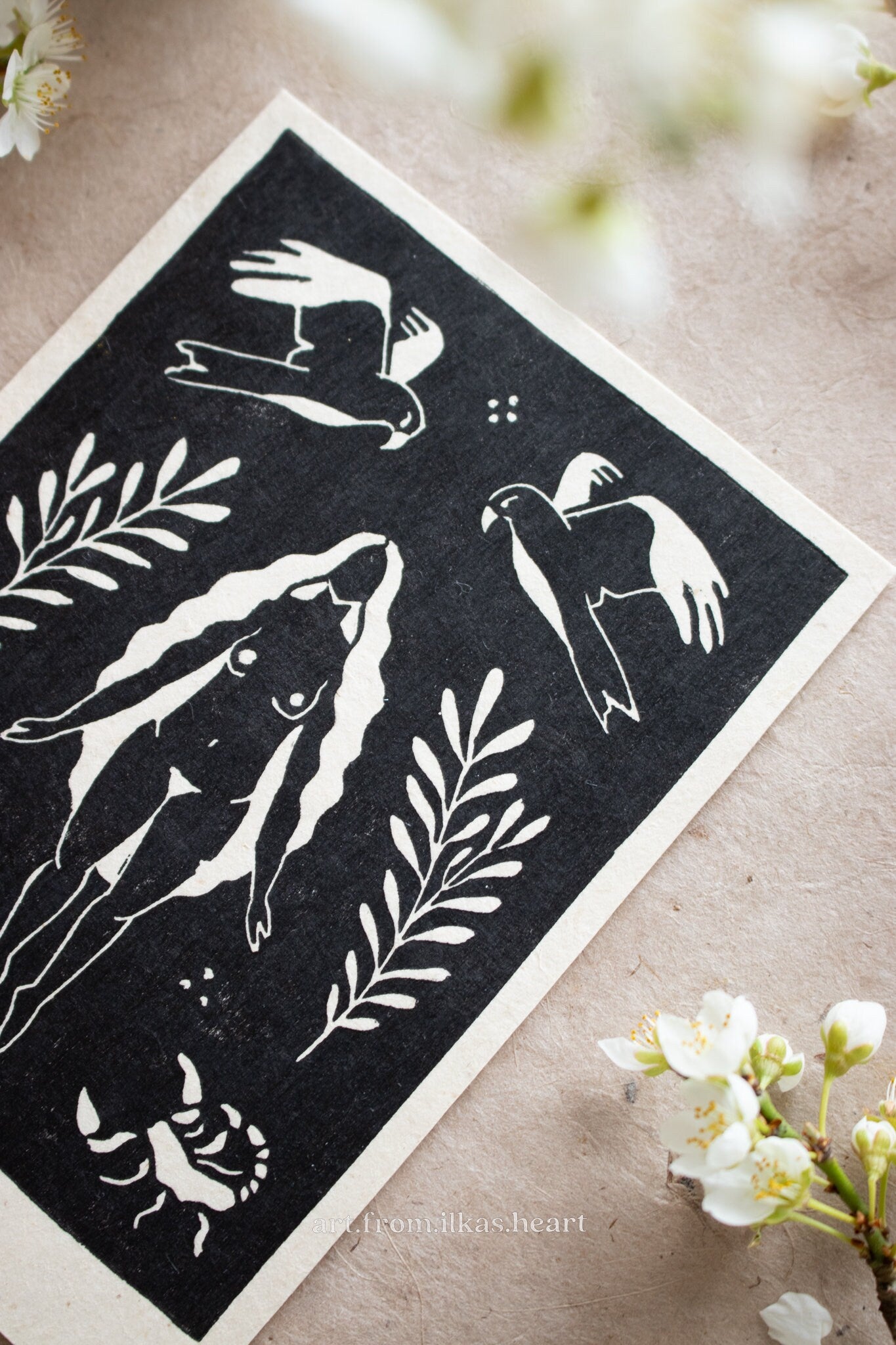 The Protectress Linoldruck - art.from.ilkas.heart