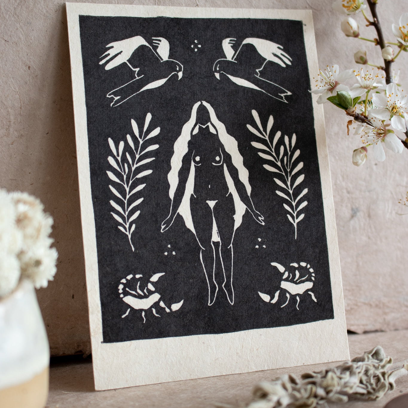 The Protectress Linoldruck - art.from.ilkas.heart