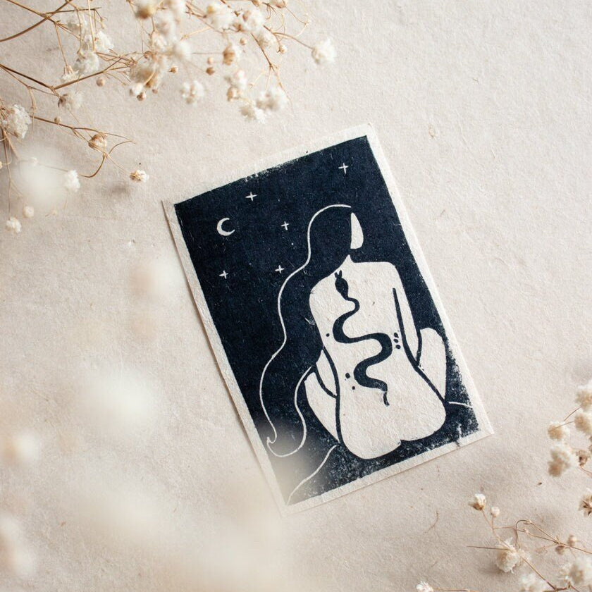 The Serpent Mini Linoldruck - art.from.ilkas.heart