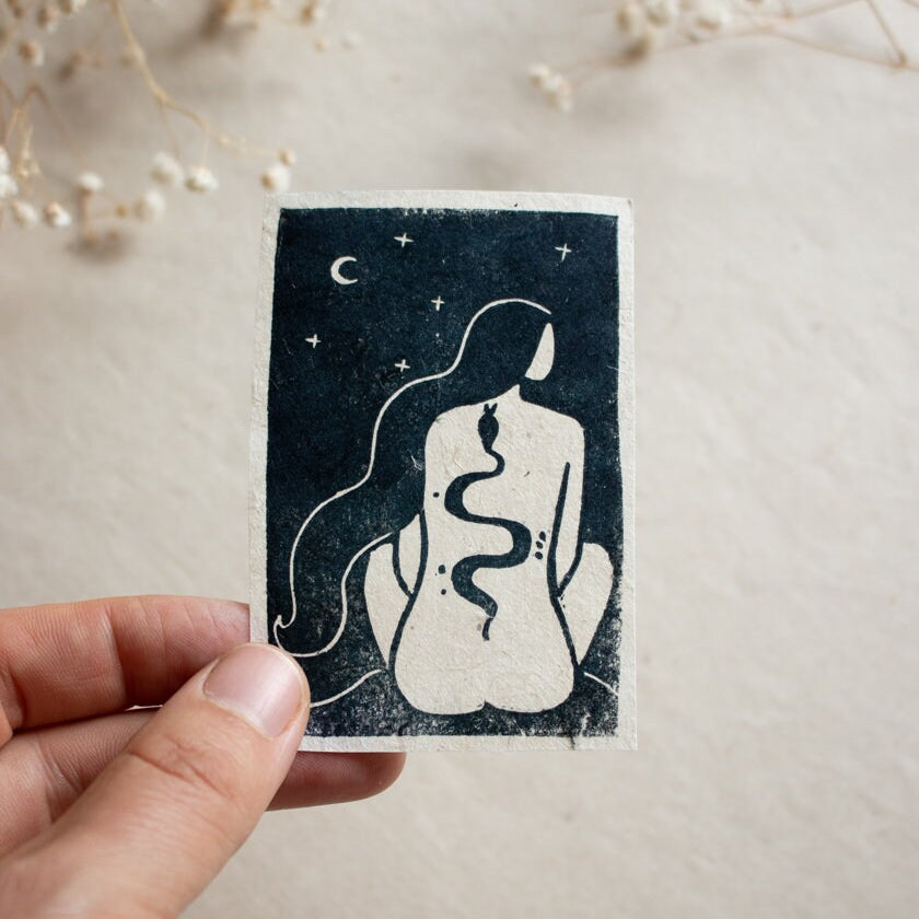 The Serpent Mini Linoldruck - art.from.ilkas.heart