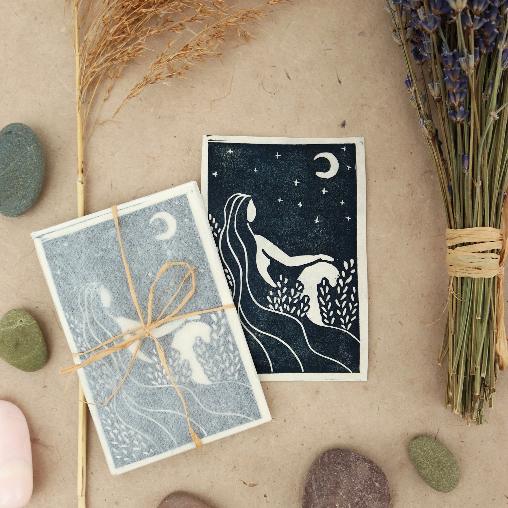 The moonshine goddess Mini Linoldruck - art.from.ilkas.heart